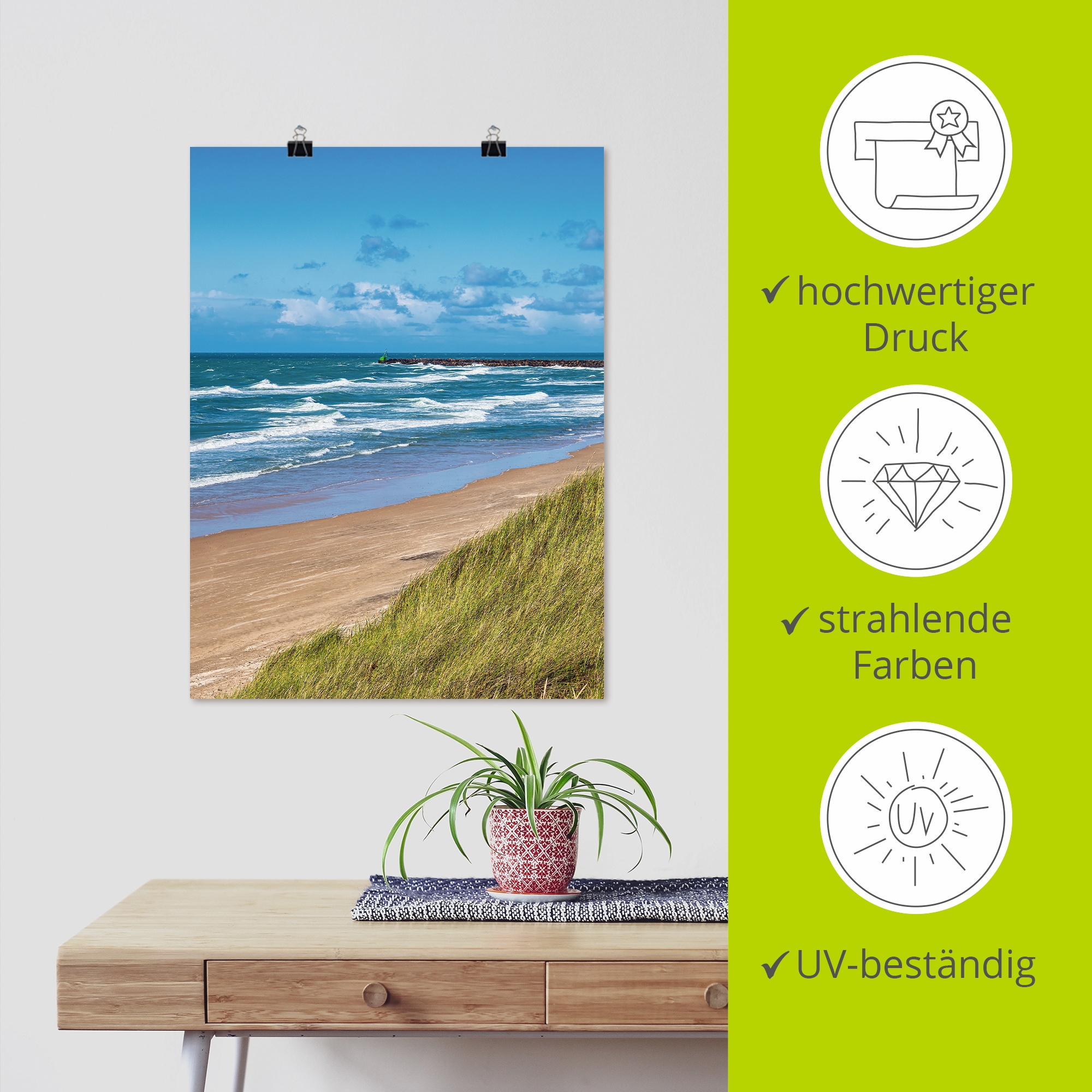Artland Poster »Düne und Strand bei Hirtshals Dänemark I«, Küstenbilder, (1 St.), als Alubild, Outdoorbild, Leinwandbild in verschied. Größen