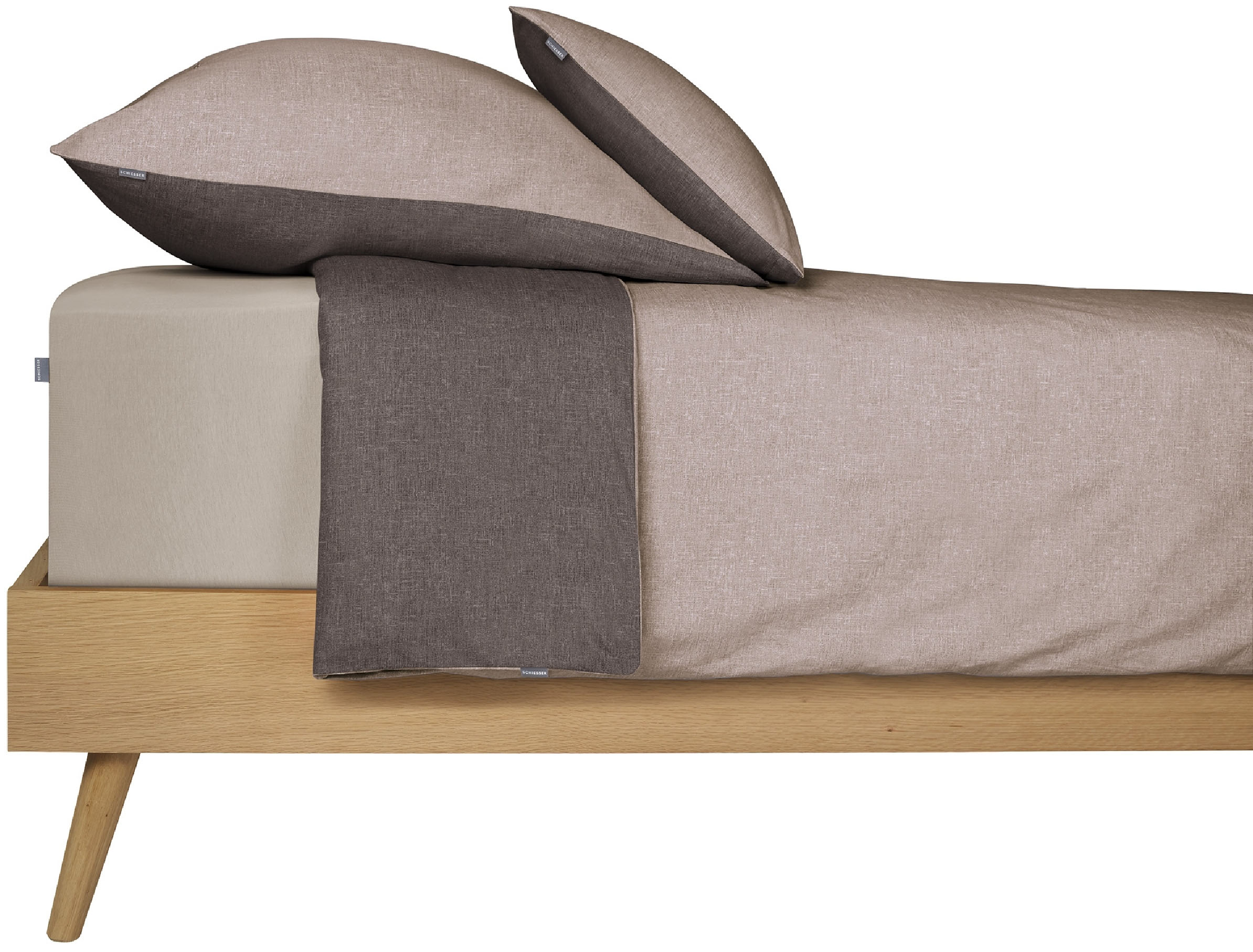 Thumbnail - Schiesser Wendebettwäsche "Doubleface aus weicher Baumwolle mit edlem Melangeeffekt" 2 Stk. tlg. ab Größe 135x200 cm erh...