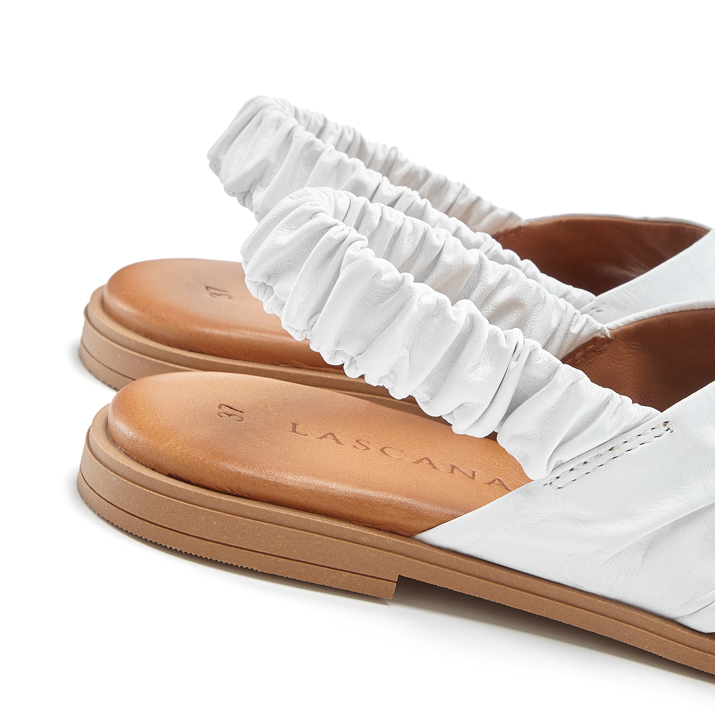 LASCANA Sandale »Sandalette, Sommerschuh, offener Schuh, Pantolette«, aus Leder mit elastischen Riemchen