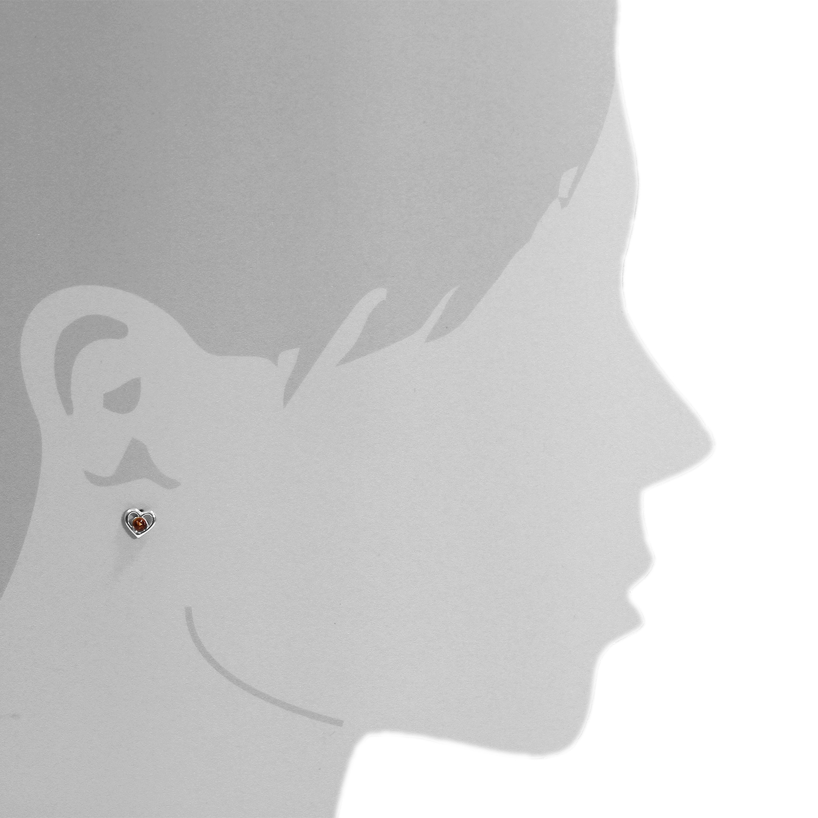 OSTSEE-SCHMUCK Paar Ohrstecker »- Herz - Silber 925/000 - Bernstein«