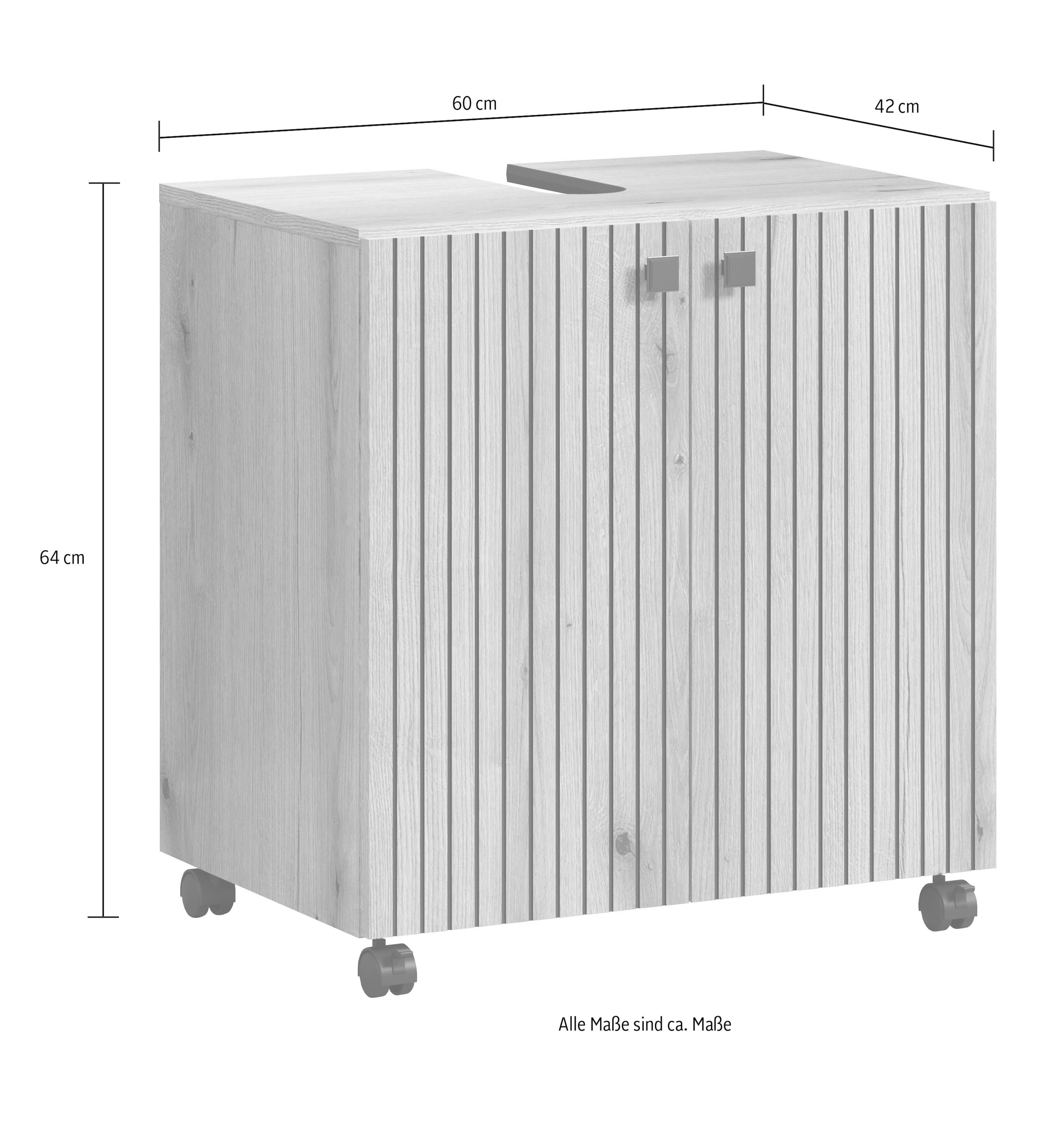 welltime Waschbeckenunterschrank, BxHxT 60 x 64 x 42cm Waschbeckenunterschrank  Akustikpaneel-Optik | BAUR