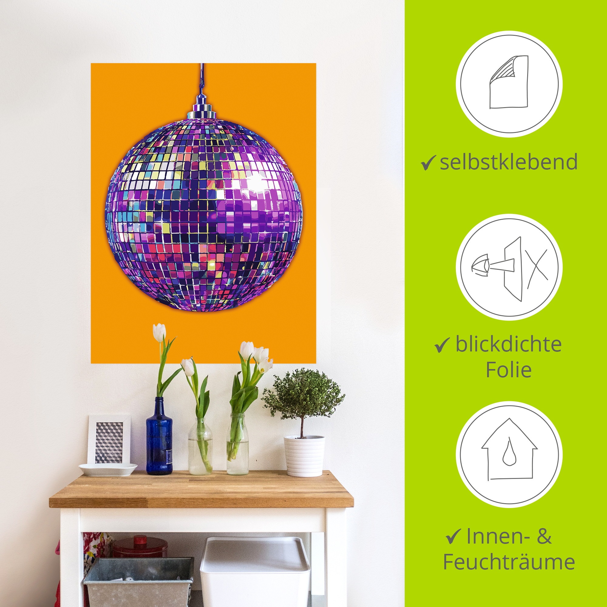 Wandbild ARTLAND "Discokugel", farbe bild(er): farbig, B:45cm H:60cm, Bilder, als Alubild, Leinwandbild, Poster, Wandaufkleber in verschied. Größen 2