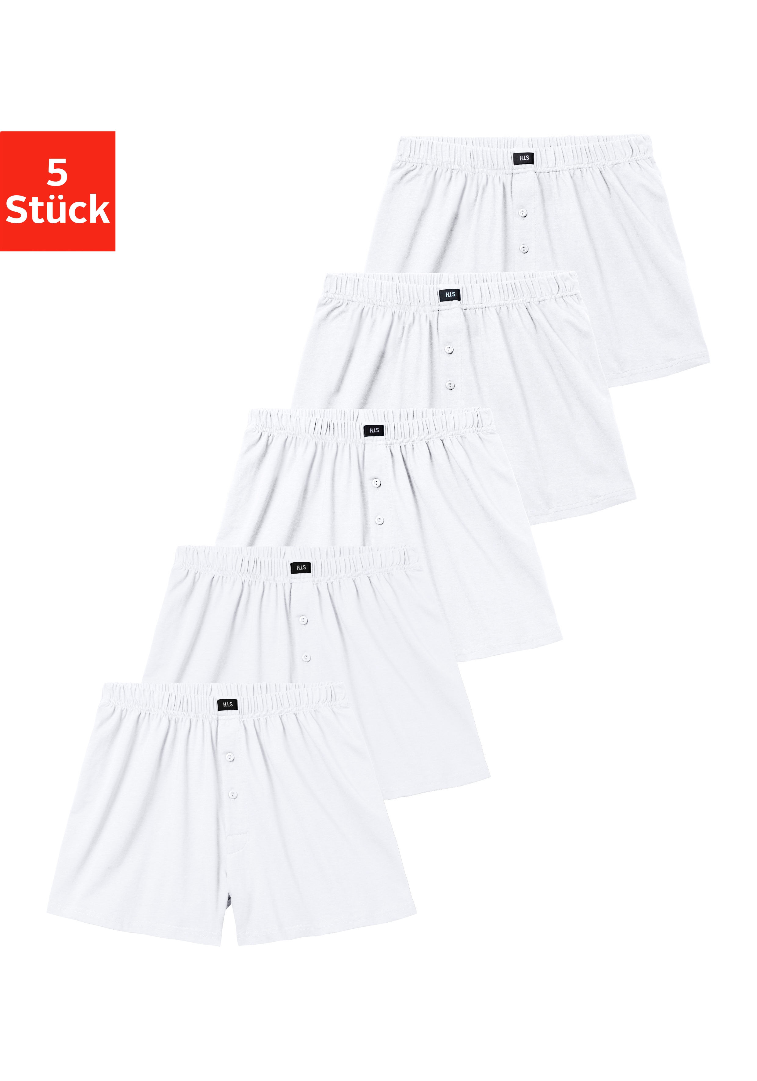 H.I.S Weiter Boxer "Herren Boxer" Packung, 5 Stk. weite Passform, Komfortbund, aus Baumwoll-Stretch