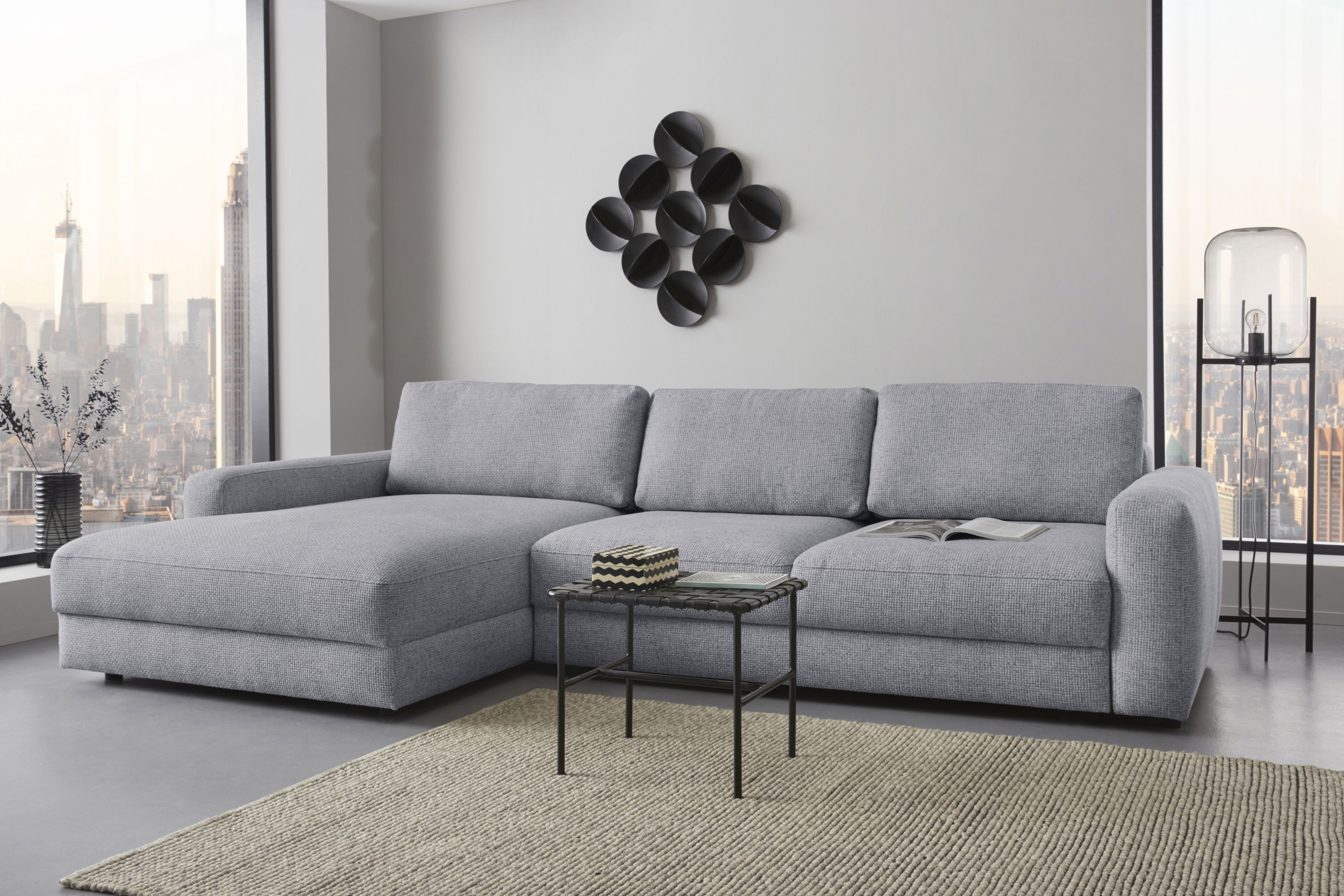 Home affaire Ecksofa "Bloomfield, bequem und elegant, Breite 303cm, L-Form" wahlweise mit Bettfunktion und Bettkasten, Unser Dauertiefpreis