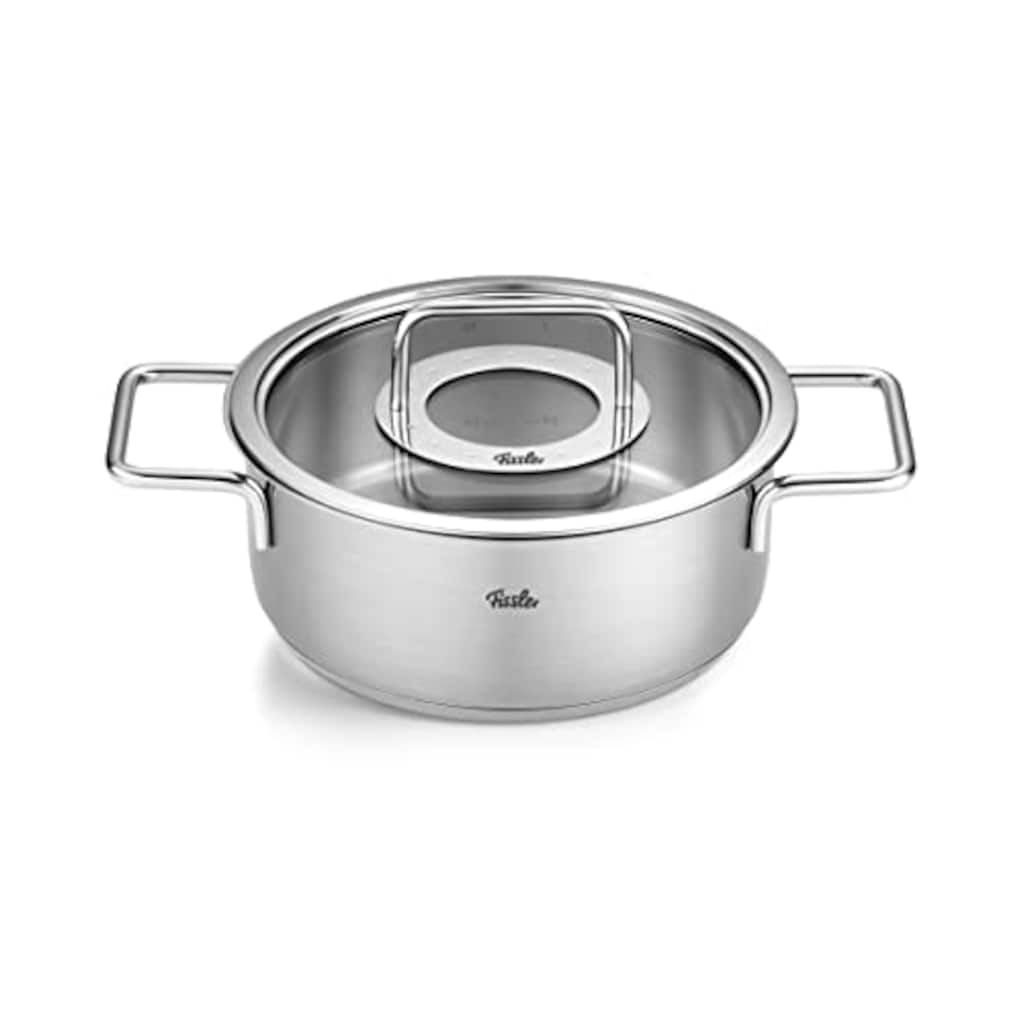 Fissler Topf-Set »Fissler Pure Collection«, Edelstahl 18/10, (Set, 4 tlg., Kochtopf 16/20/24 + Bratentopf 20cm)