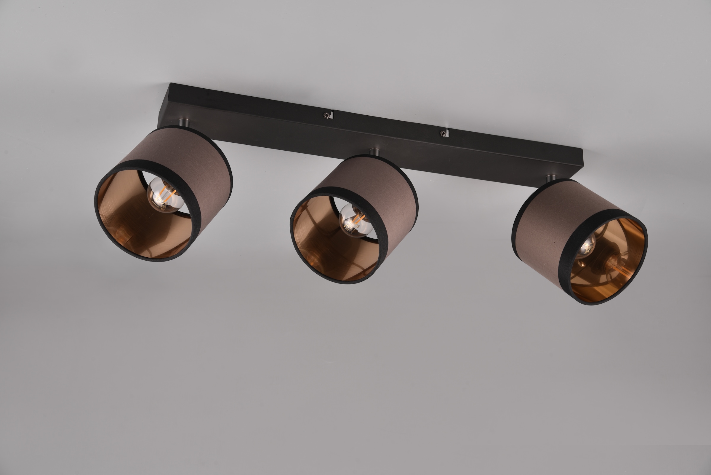 REALITY Leuchten Deckenstrahler »DAVOS, Deckenspot 3-flammig exkl 3xE14 max 10 W Stoffschirm zweifarbig«, 3 flammig, Leuchtmittel E14 | Leuchtmittel wechselbar, Wandspot Deckenspot schwenkbar Leuchtmittel wechselbar Flur Küche