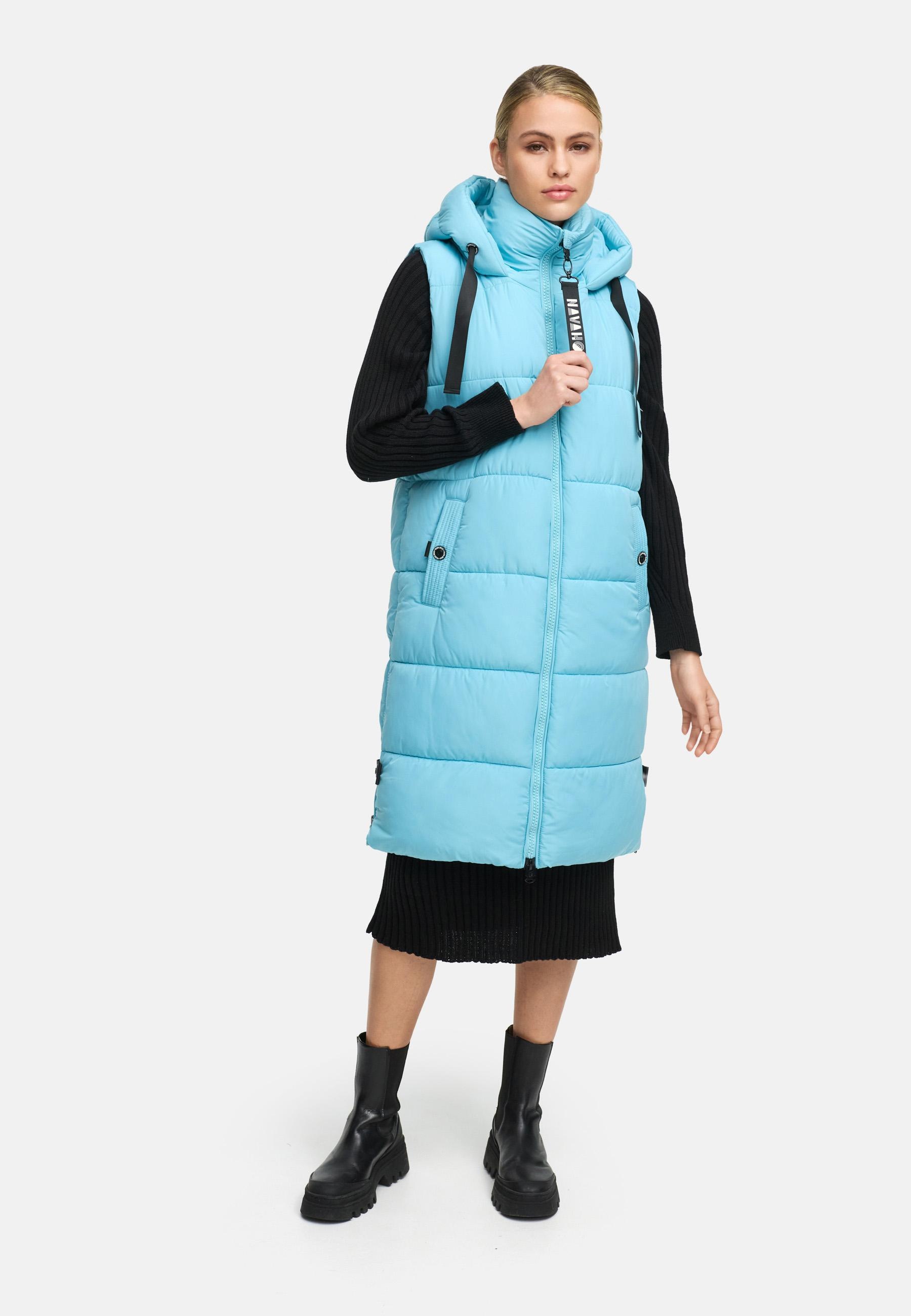 Navahoo Steppweste »Schnuffelchen«, (1 tlg.), warme Damen Outdoor-Weste lang mit Kapuze