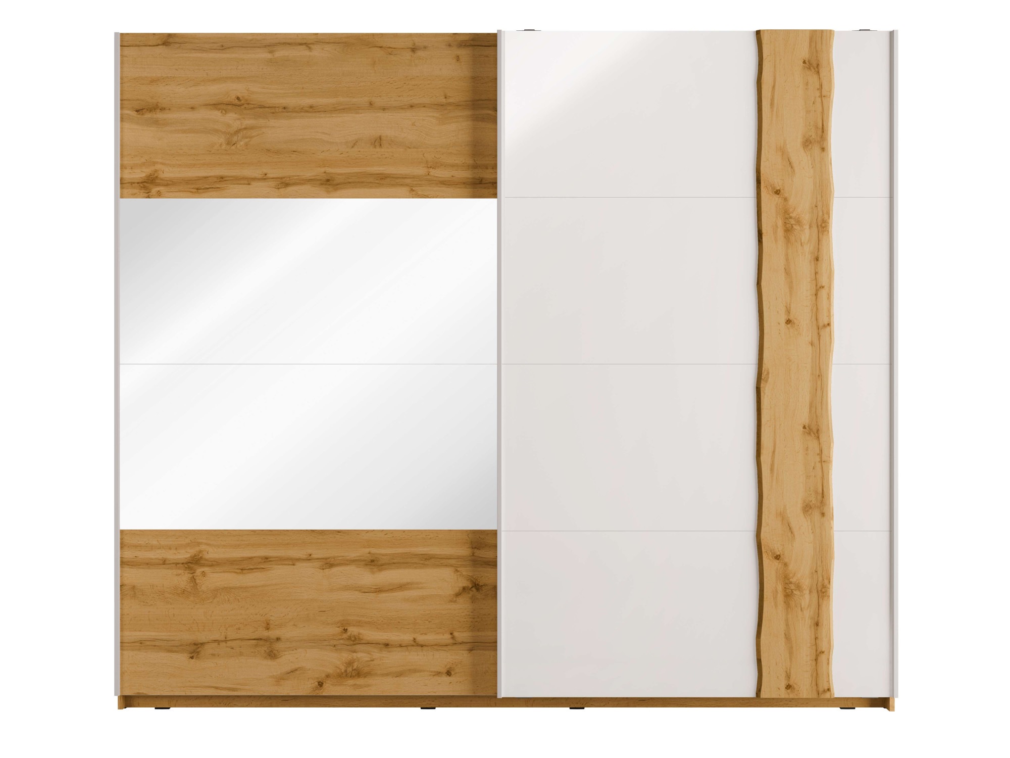 Home affaire Schwebetürenschrank "Fabella, Weiß Hochglanz mit Eiche Dekor, günstig online kaufen