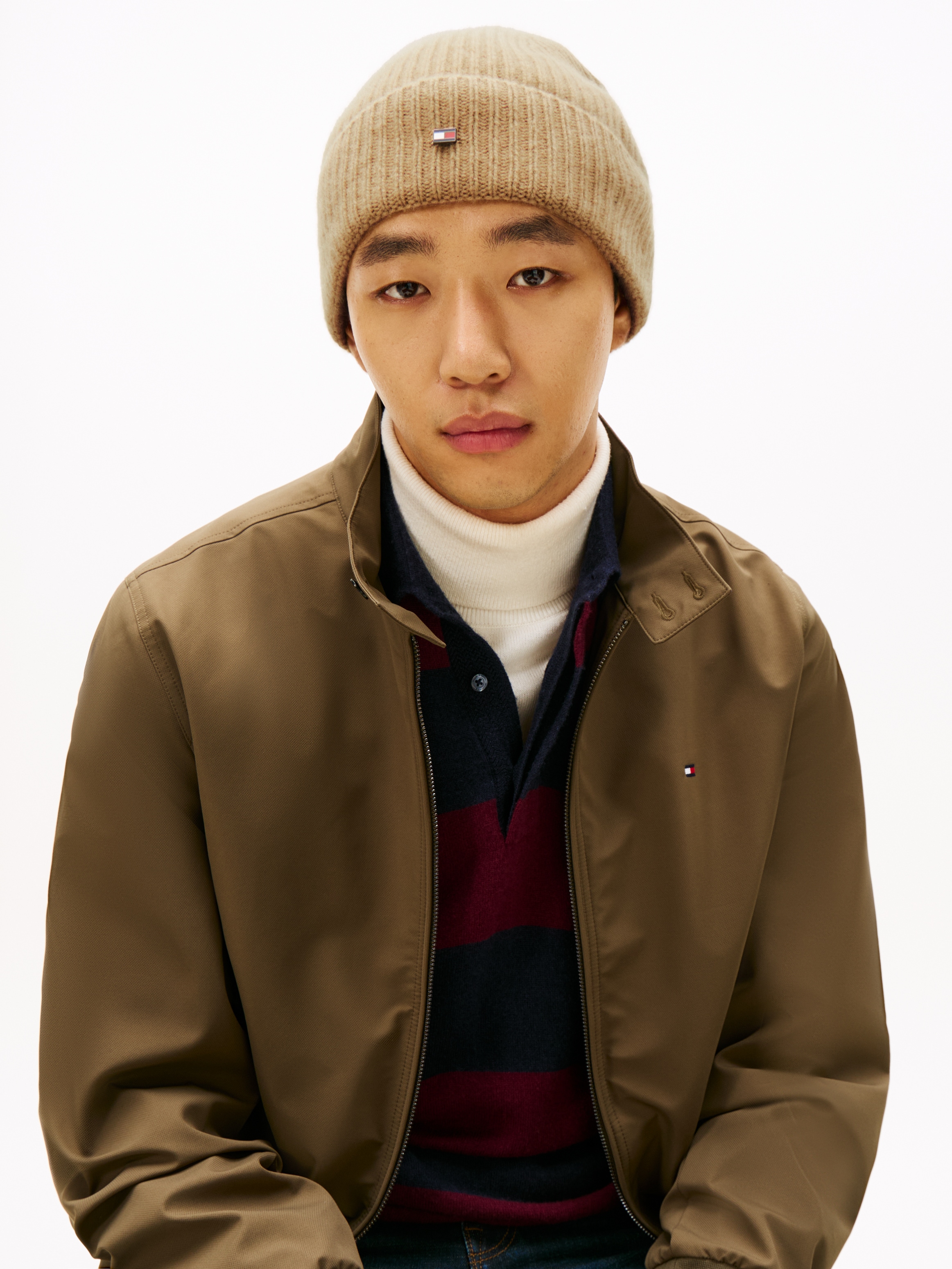 Tommy Hilfiger Beanie »TH FLAG CASHMERE«, mit Umschlag, aus Strick