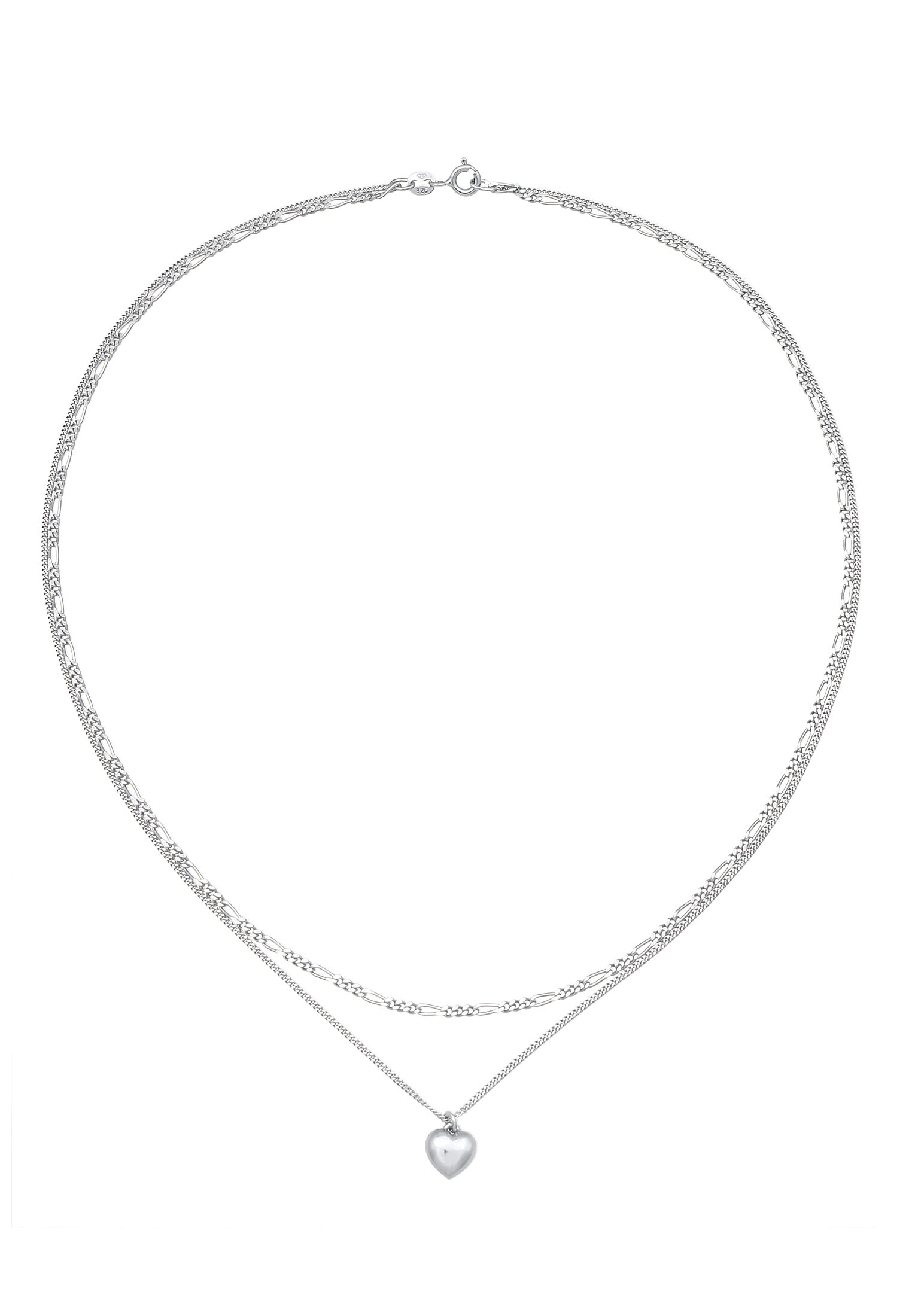Elli Silberkette »Halskette Layer Herz Figaro 2-lagig 925 Silber«