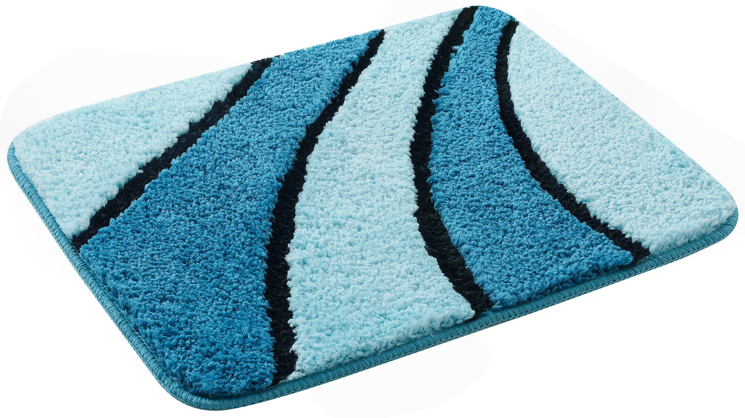 my home Badematte »Anna, Badvorleger, Badezimmer Teppich«, rutschhemmend beschichtet, fußbodenheizungsgeeignet-schnell trocknend, Badteppich, Hoch Tief Effekt, Modern, Weich, Wellen