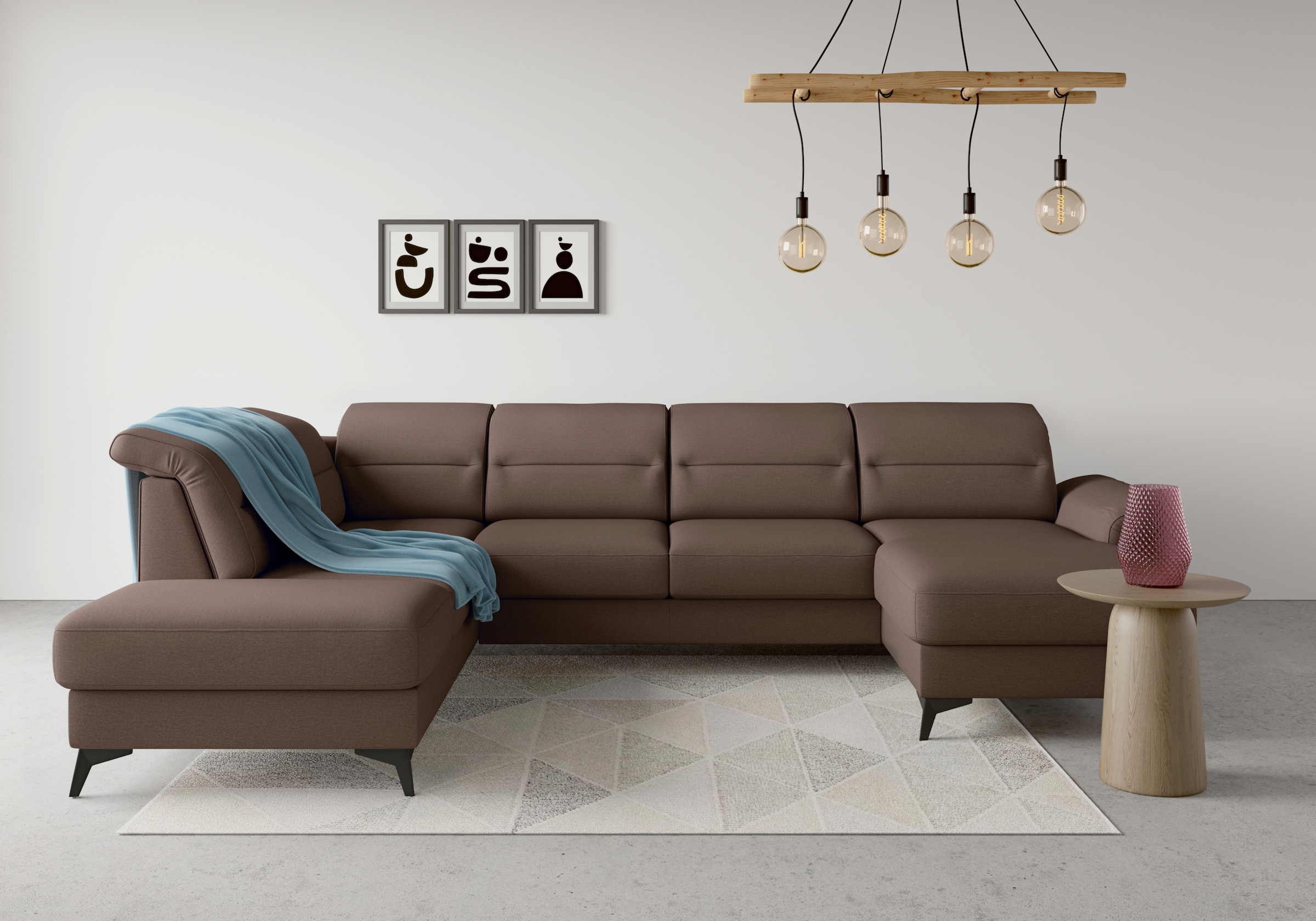 sit&more Wohnlandschaft "Sinatra U-Form" optional mit Kopfteilverstellung und Armteilfunktion, Metallfüße
