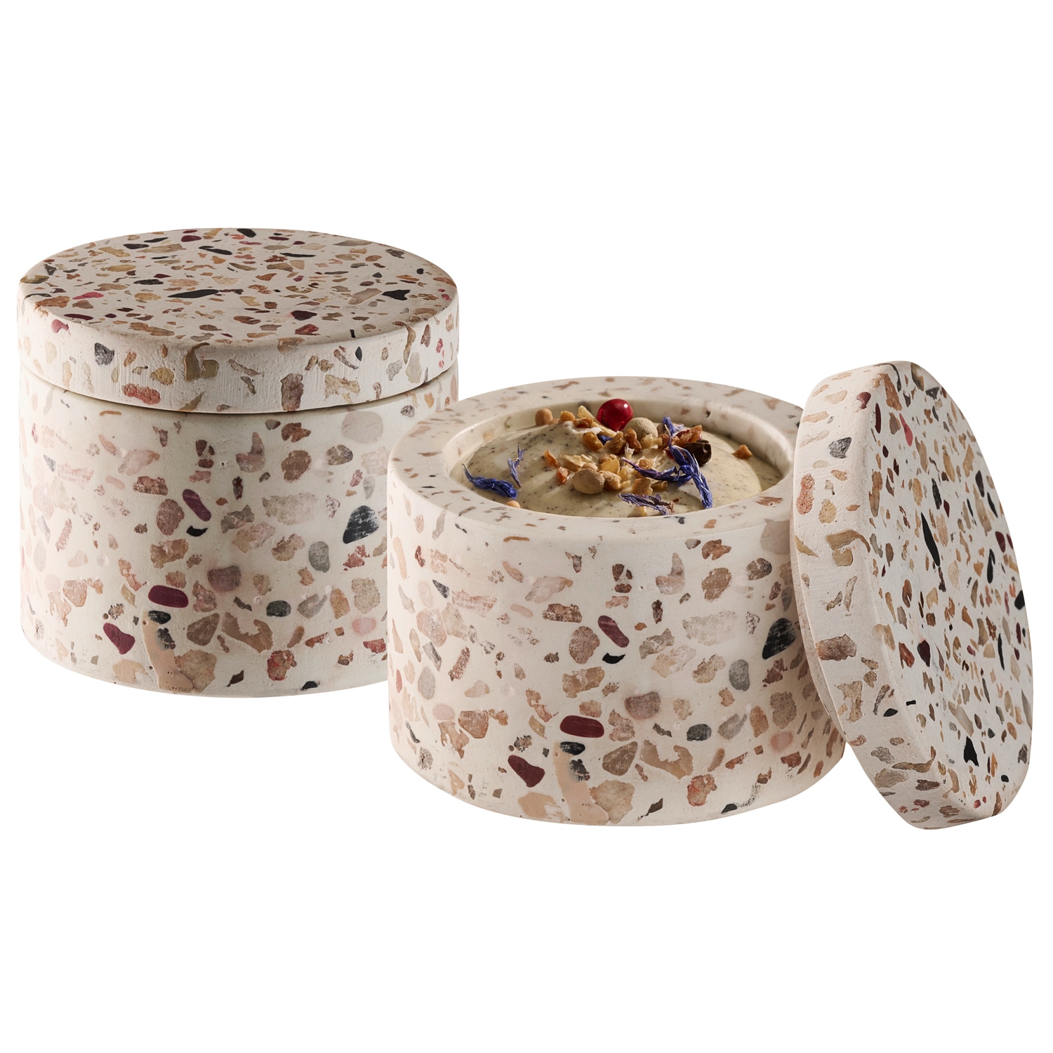 APS Butterdose »2er Set TERRAZZO« Beton, Ø 6 cm, H: 5 cm, 40 ml, Unikat