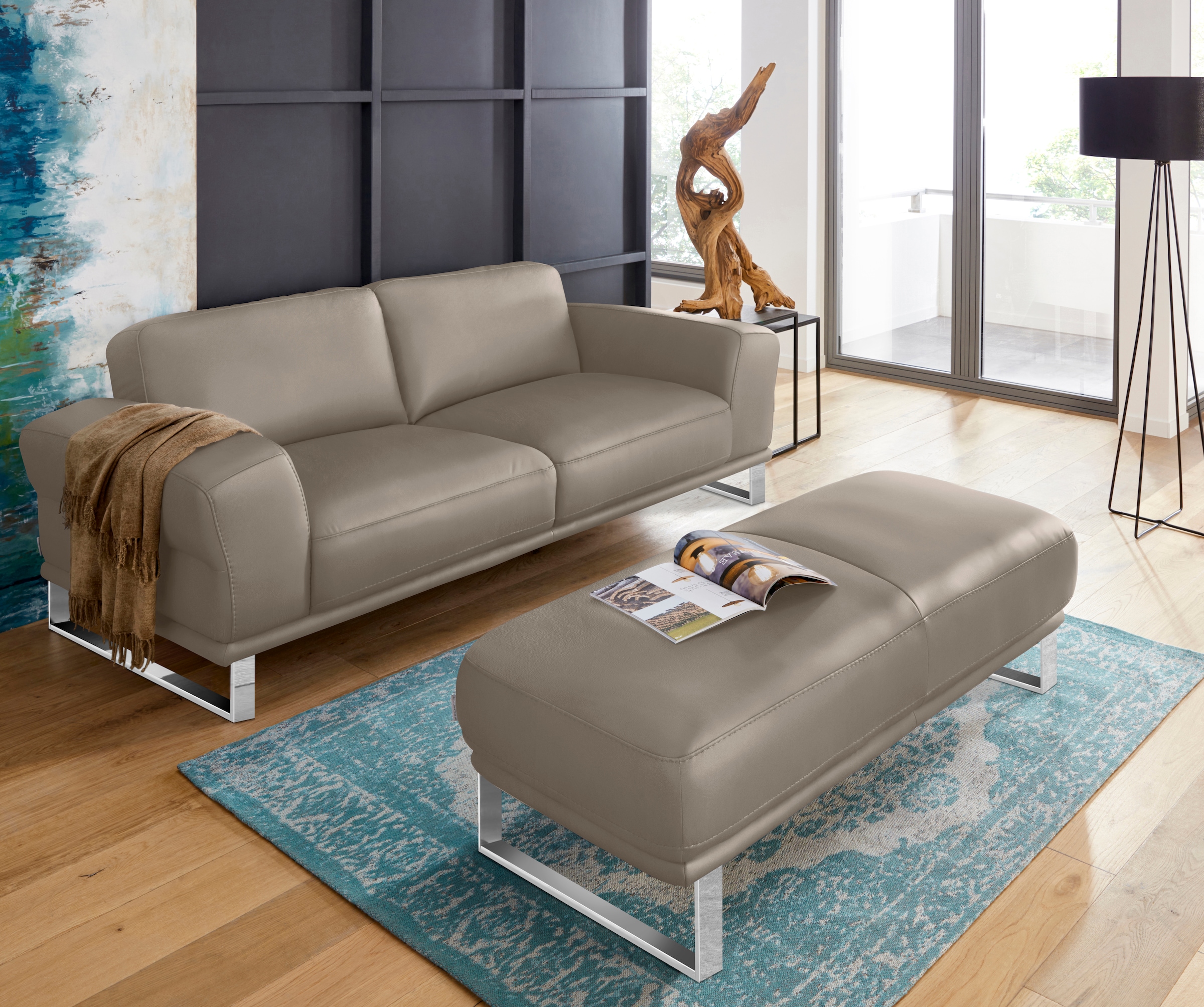 W.SCHILLIG 2,5-Sitzer »montanaa«, mit Metallkufen in Chrom glänzend, Breite 212 cm