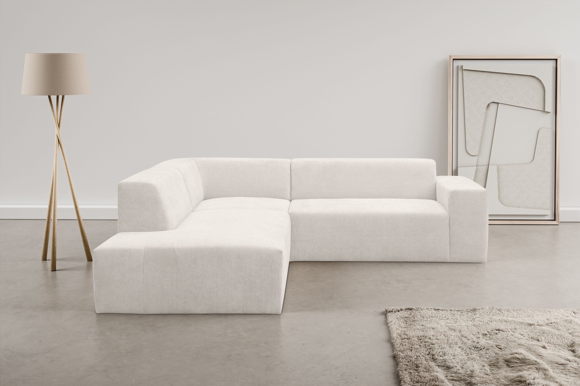 WERK2 Ecksofa "Zeus-M 251 cm breit, 262 cm tief, tolles Sofa, L-Form" Curvy Trend Garnitur, urbane Optik, komfortable Wellenunterfederung