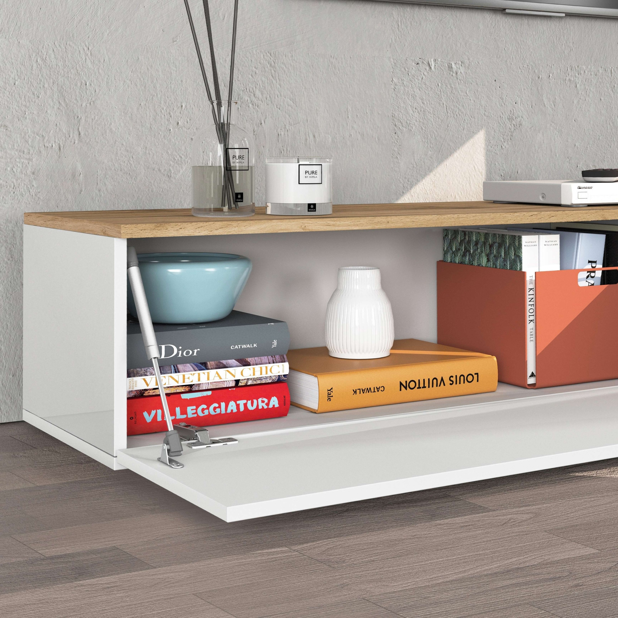 INOSIGN Lowboard »Lowboard ISEO,Lowboard,TV-Kommode,TV-Möbel,TV-Bank« 1 Stk. tlg. stehend/hängend, 1 Klappe, 2 Türen HG lackiert, 3 Fächer, B 210 cm