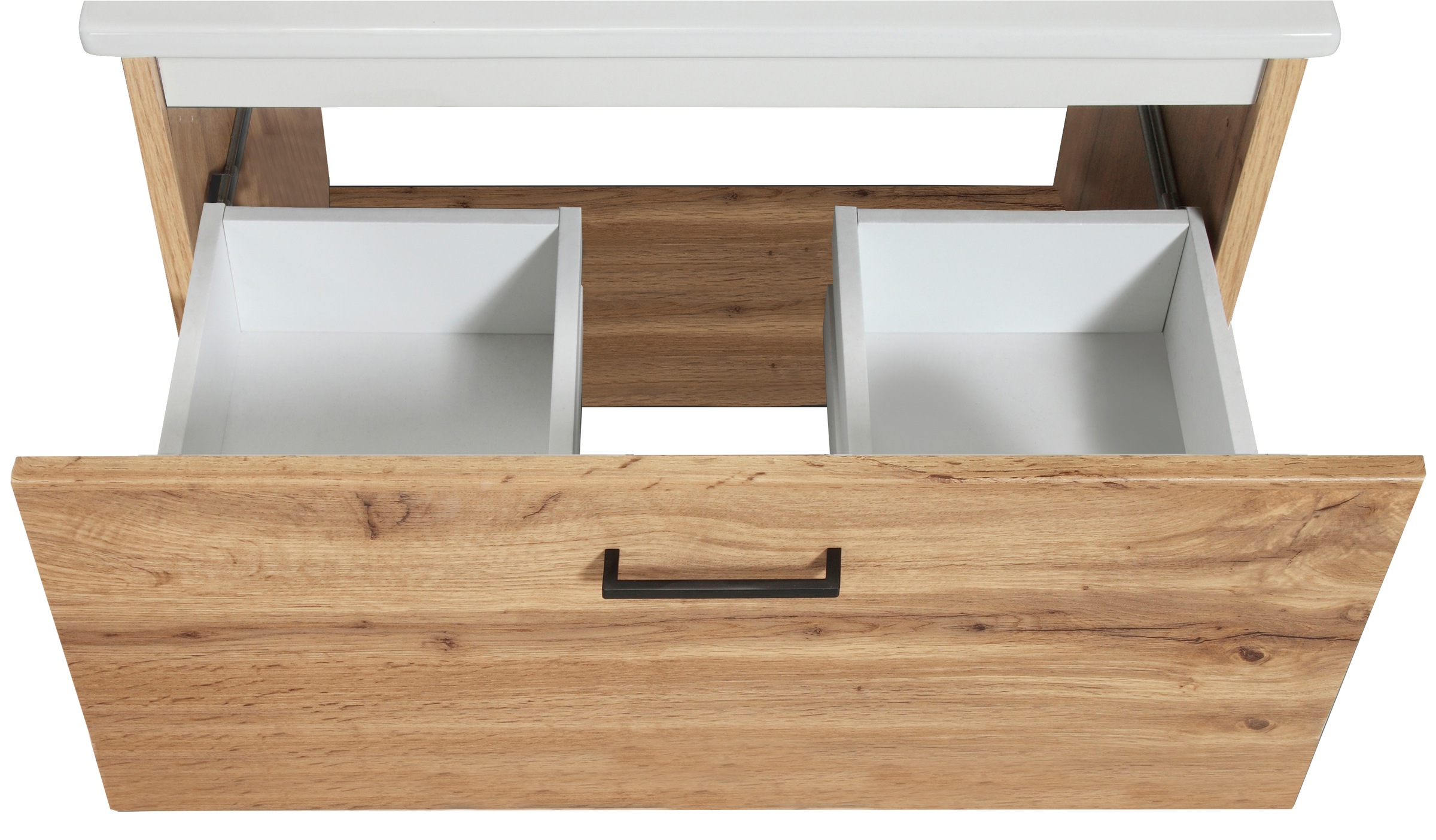 welltime Waschtisch »Trento Light mit Keramik-Auflagebecken«, 1 Auzug und 1 offenes Fach, Breite: 61cm, Wotaneiche