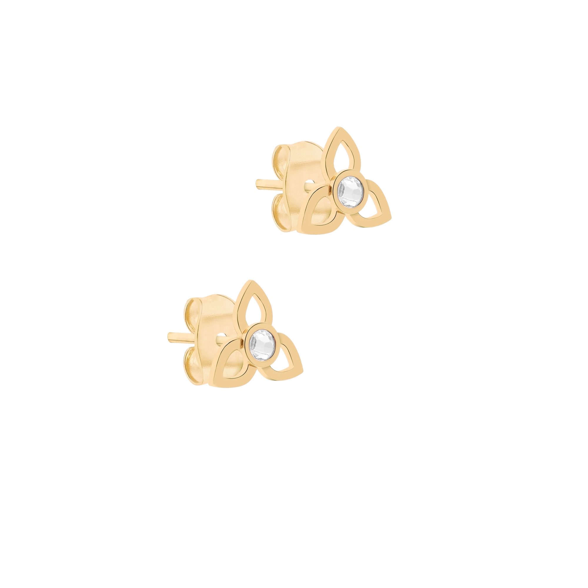 Paar Ohrstecker TAMARIS "Schmuck Geschenk Edelstahl Ohrringe in Blüten-Optik", gelbgoldfarben, kristallweiß, kristallweiß, Ohrringe, Damen, Edelstahl, mit Zirkonia (synth.)