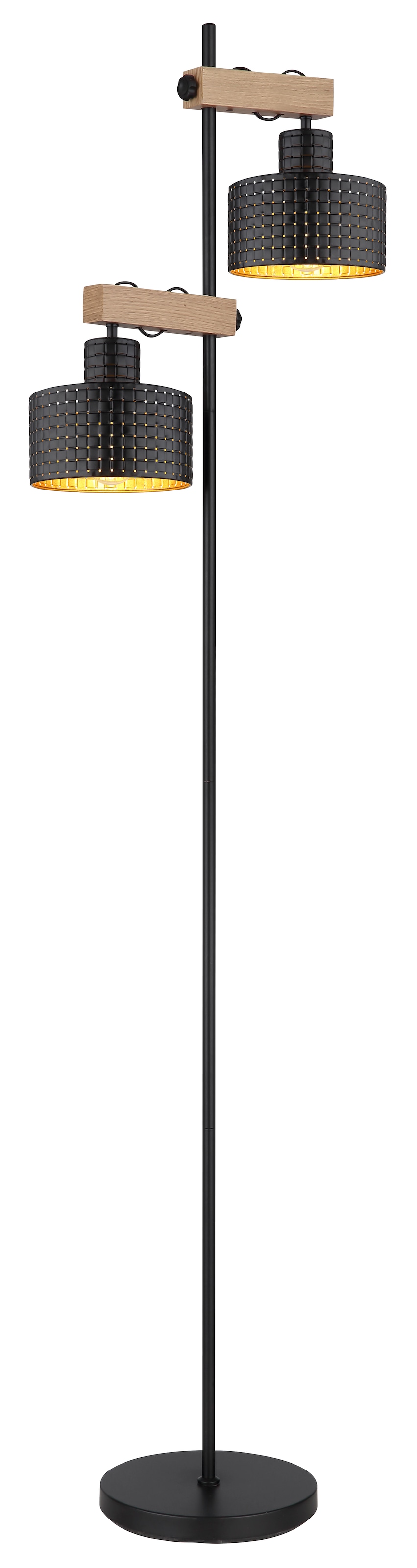 GLOBO LIGHTING Stehlampe »RIELLY«, Leuchtmittel E27 | ohne Leuchtmittel, Stehleuchte/Holz/Metall/goldfarben/höhenverstellbar