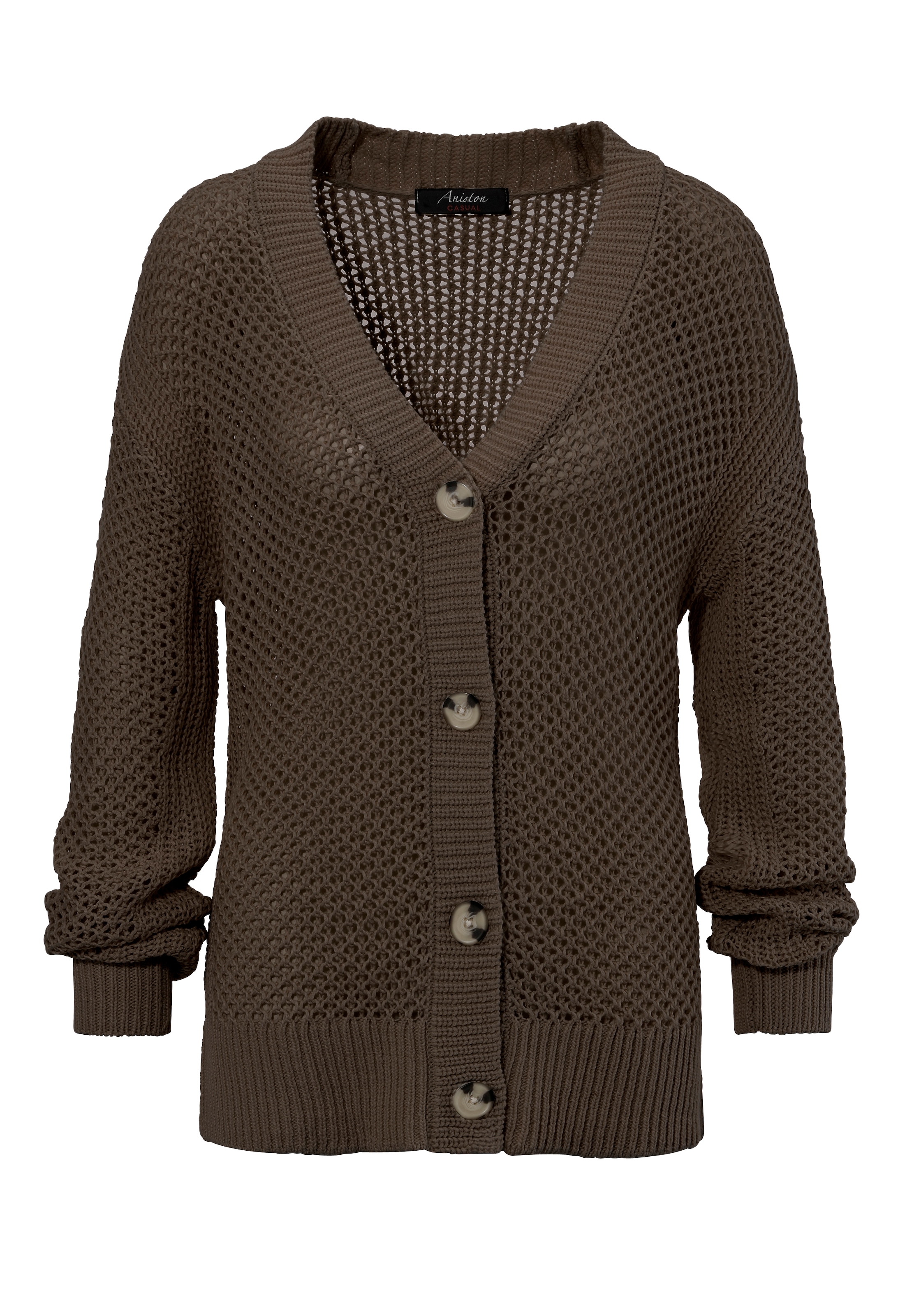 Aniston CASUAL Strickjacke, mit trendigem Lochstrick-Muster - NEUE KOLLEKTION