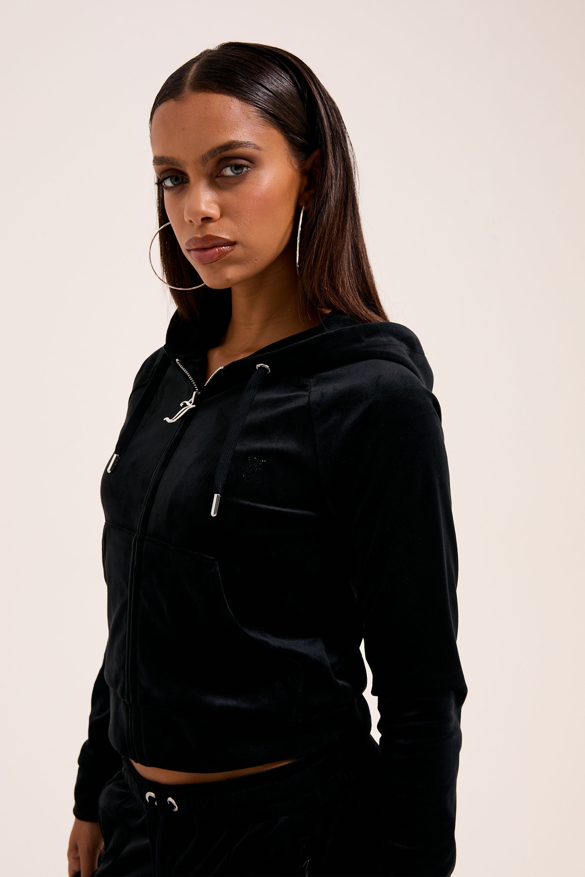 Juicy Couture Kapuzennickijacke »MADISON OUTLINE HOODIE WITH DIAMANTE BRA Damen« mit Kapuze