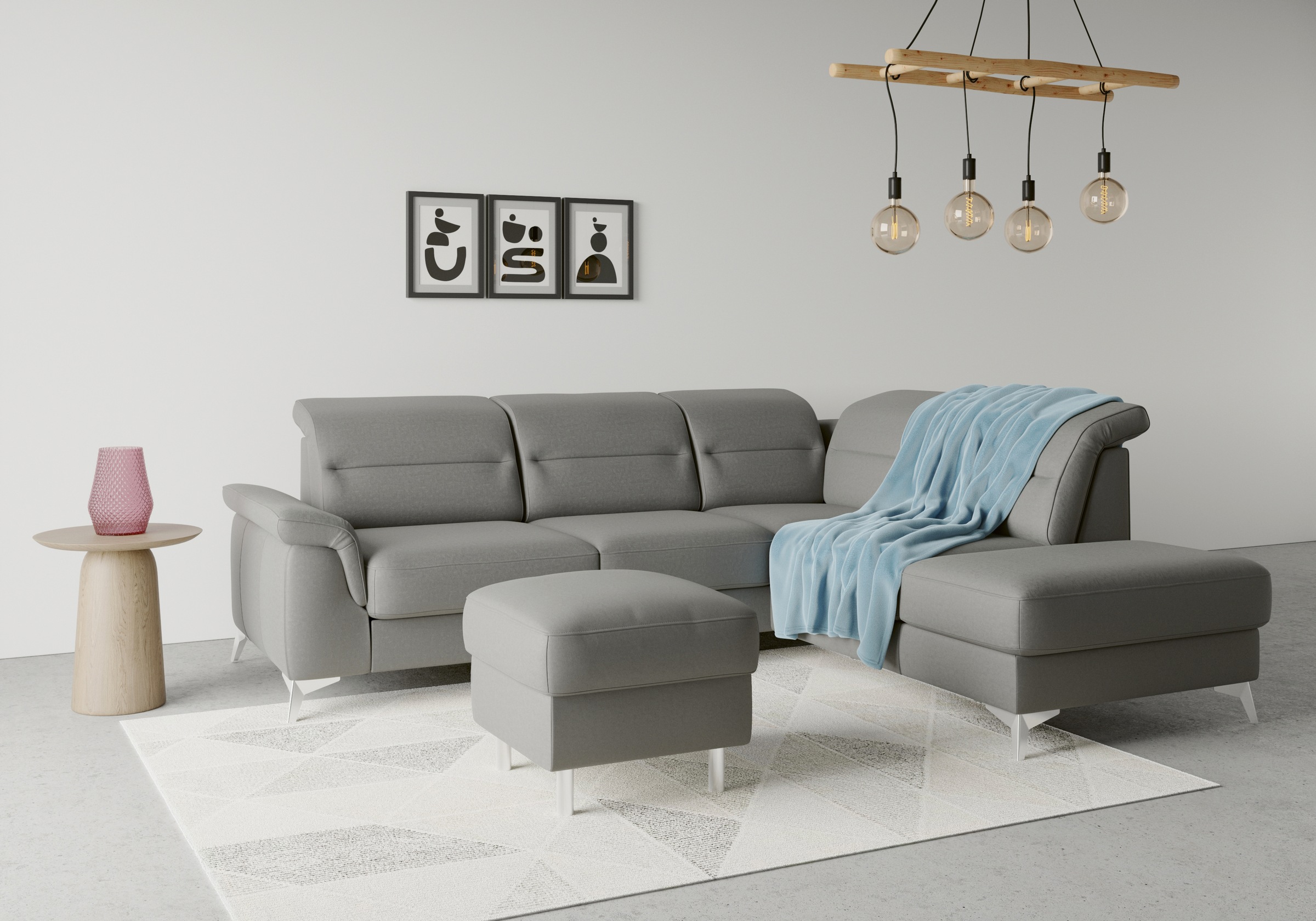 sit&more Ecksofa »Sinatra L-Form« mit Ottomane, optional mit Kopfteilverstellung und Armteilfunktion