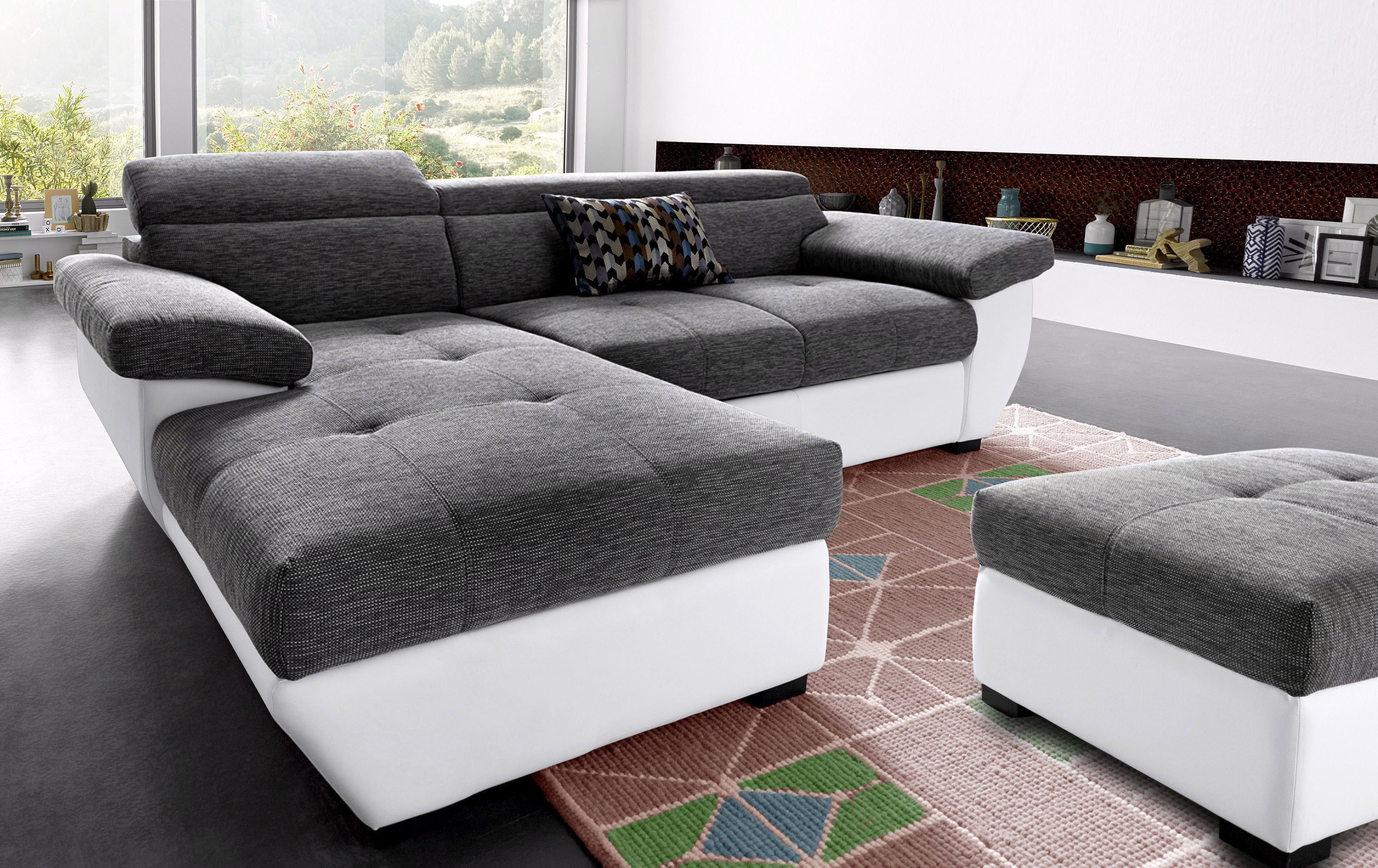 COTTA Ecksofa "Speedway L-Form" mit Kopfteilverstellung, wahlweise mit Schlaffunktion & Bettkasten