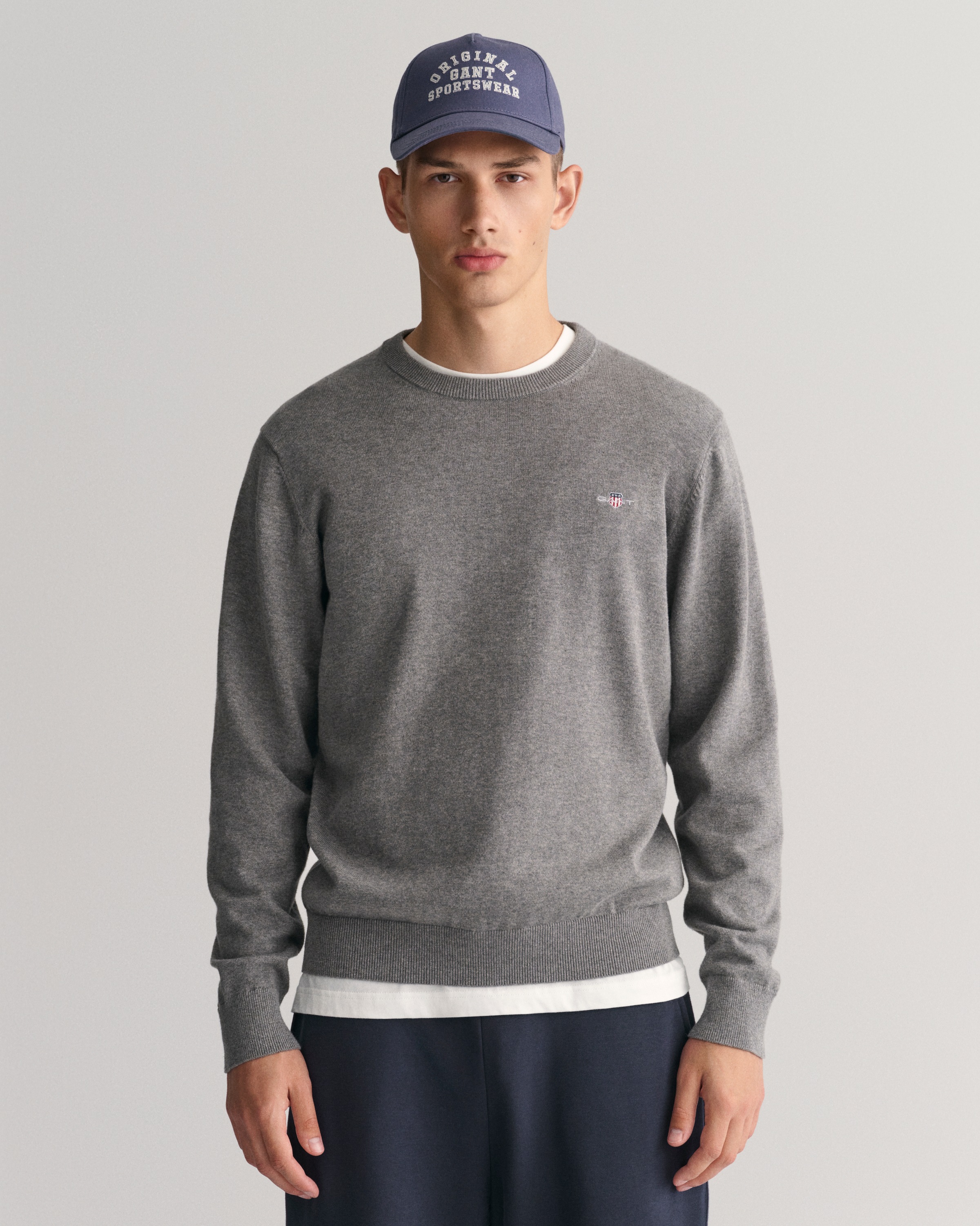 Gant Rundhalspullover "CLASSIC COTTON C-NECK" Premium Strickpullver aus wei günstig online kaufen