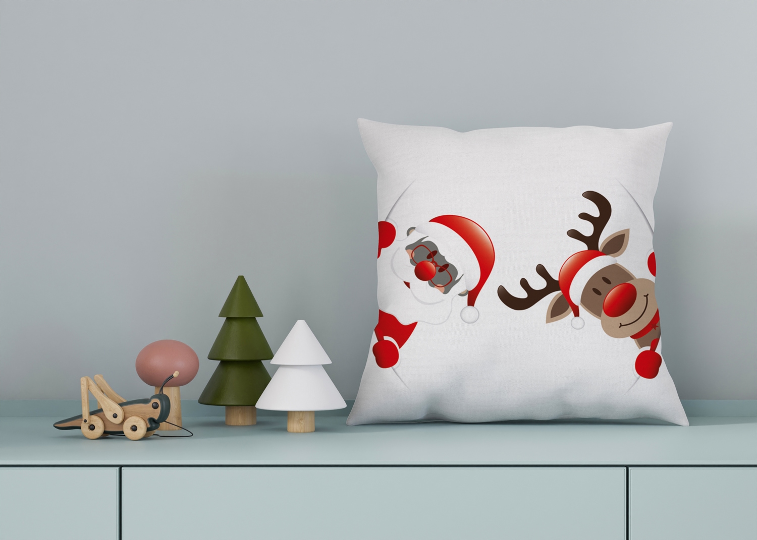 queence Dekokissen "Santa" Kissenhülle,Weihnachtsmann,Rentier,Weihnachten,F günstig online kaufen