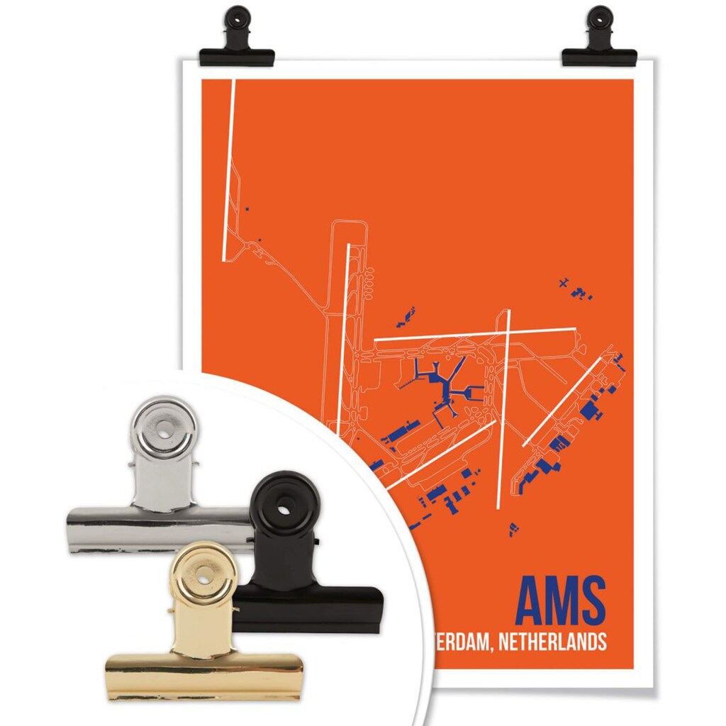 Wall-Art Poster »Wandbild AMS Grundriss Amsterdam«, Grundriss, (1 St.), Poster ohne Bilderrahmen