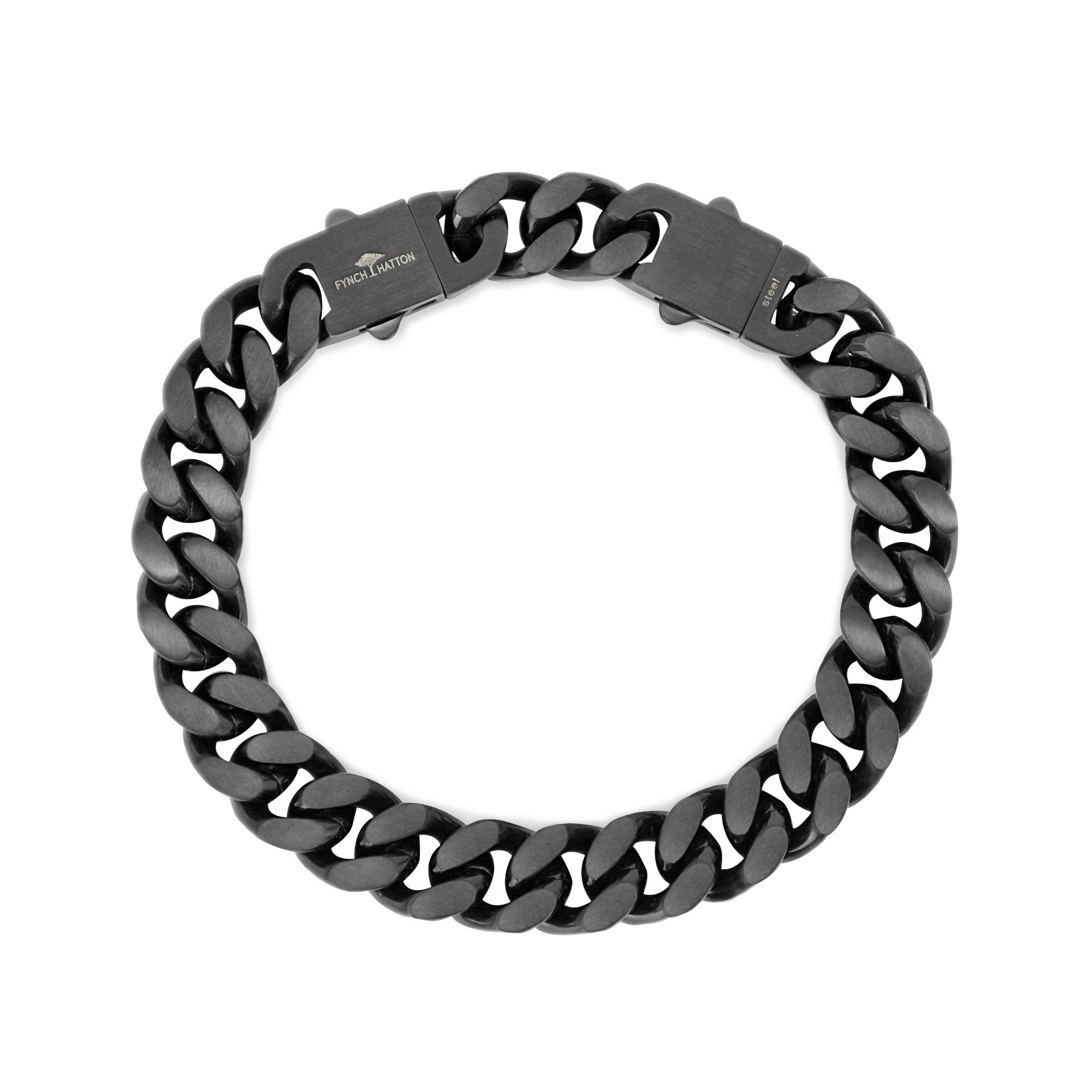 FYNCH-HATTON Herren Armband "Schmuck Edelstahl Armkette The Chunky Chain", 18,5cm, Edelstahl, schwarz, Edelstahl, Armbänder