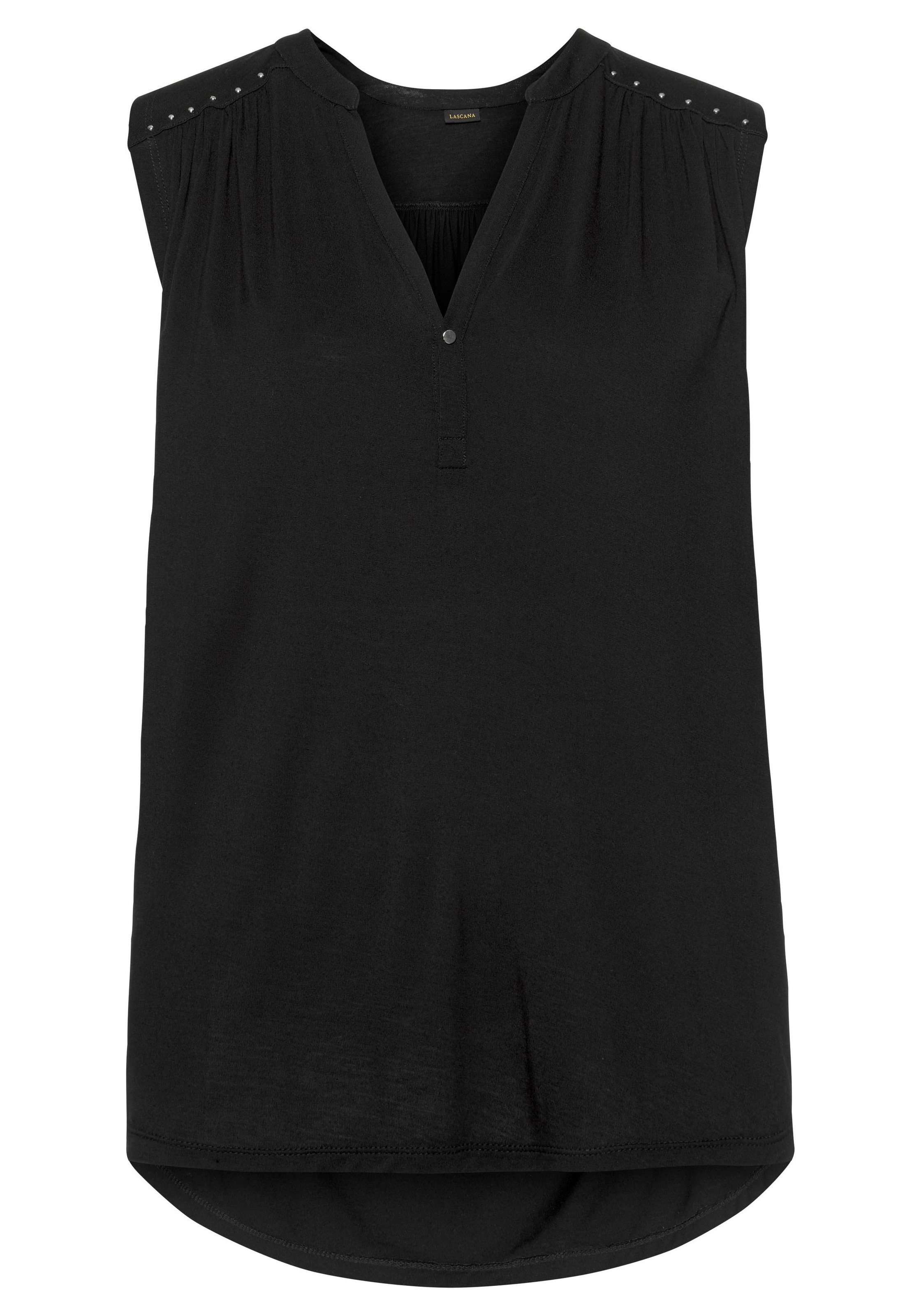 LASCANA Tanktop mit silberfarbenen Nietendetails, lockeres Blusentop günstig online kaufen