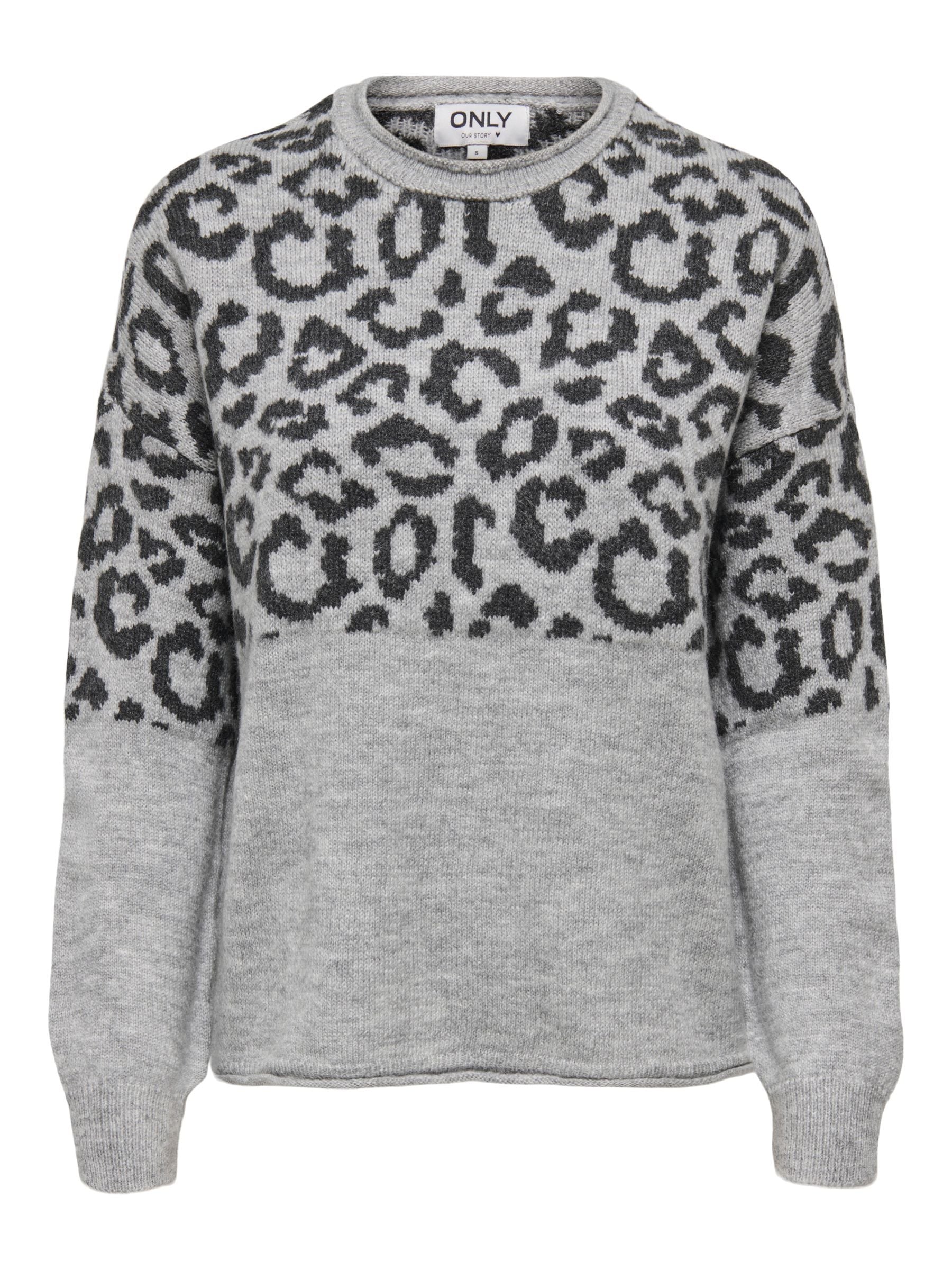 ONLY Rundhalspullover »ONLJADE ANIMAL LS O-NECK NOOS KNT«
