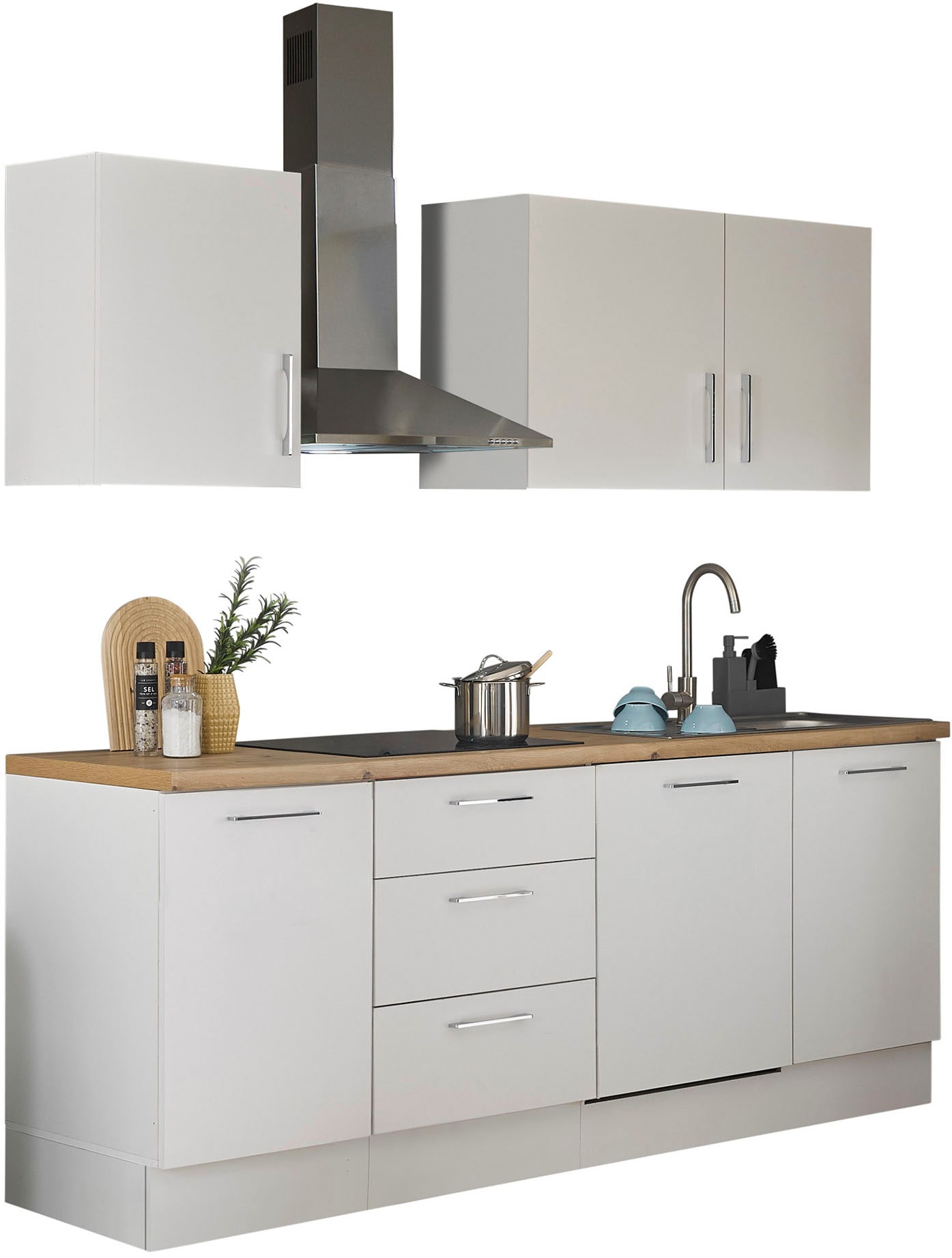 BASIC by Balculina Küchenzeile »Turin«, Breite 220 cm, ohne E-Geräte, mit Soft-Close-Funktion