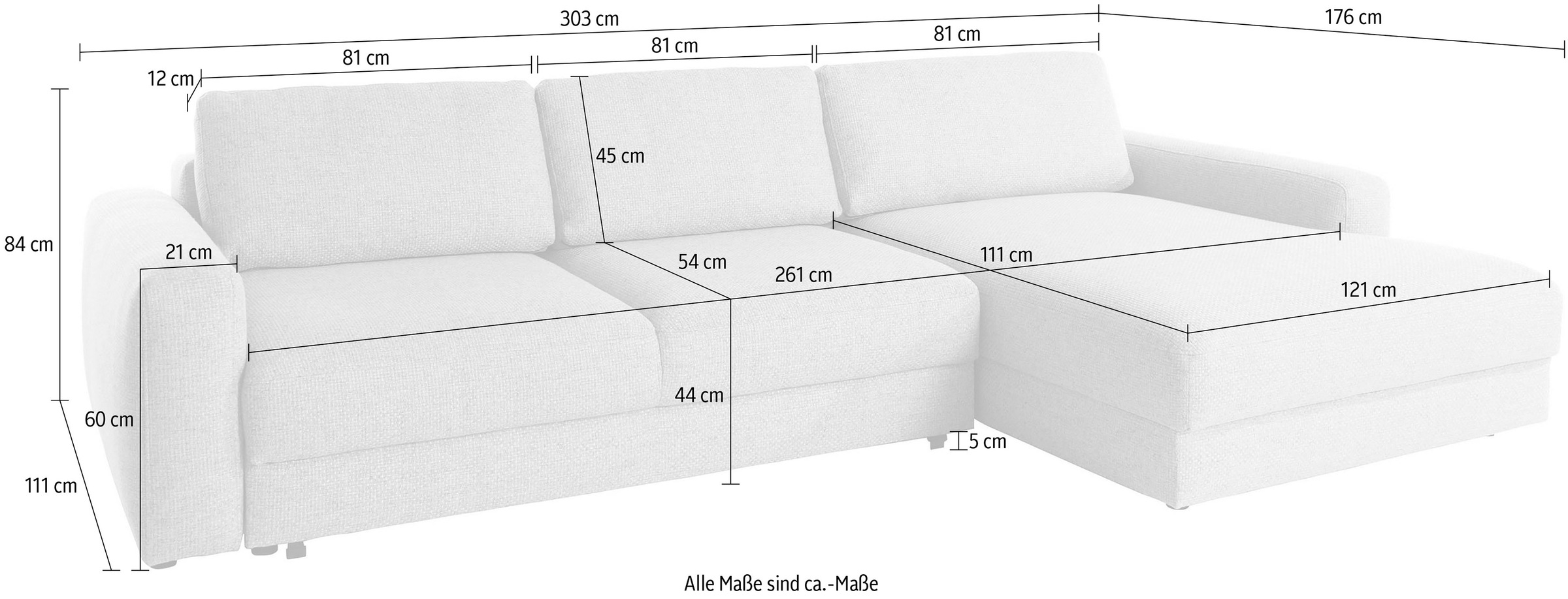 Places of Style Ecksofa »Bloomfield, bequem und elegant, L-Form«, wahlweise mit Bettfunktion und Bettkasten