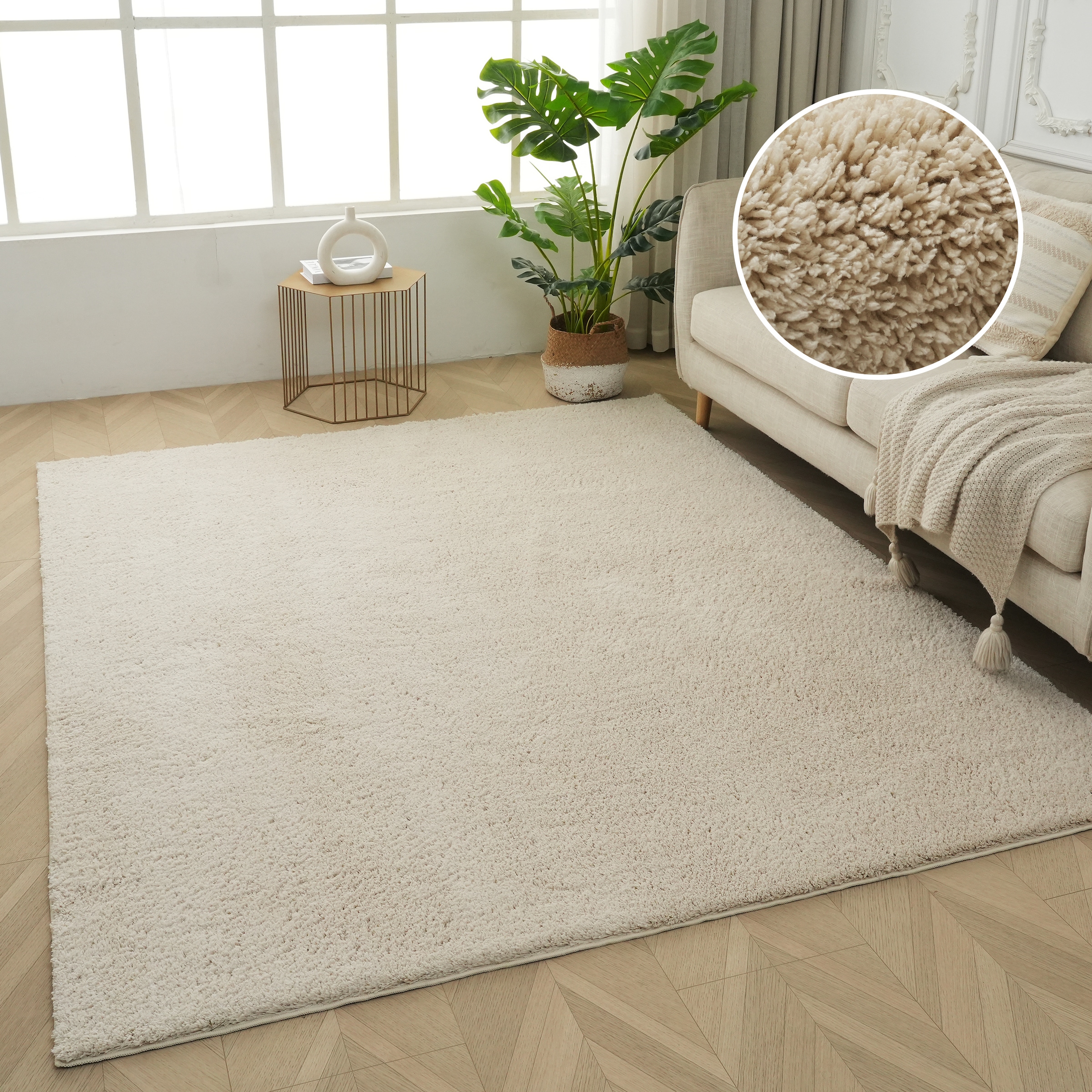 OTTO home Teppich »Cali Shaggy« rechteckig 22 mm Höhe Uni-Farben, kuschelig, & weich, waschbar, Wohnzimmer, Schlafzimmer