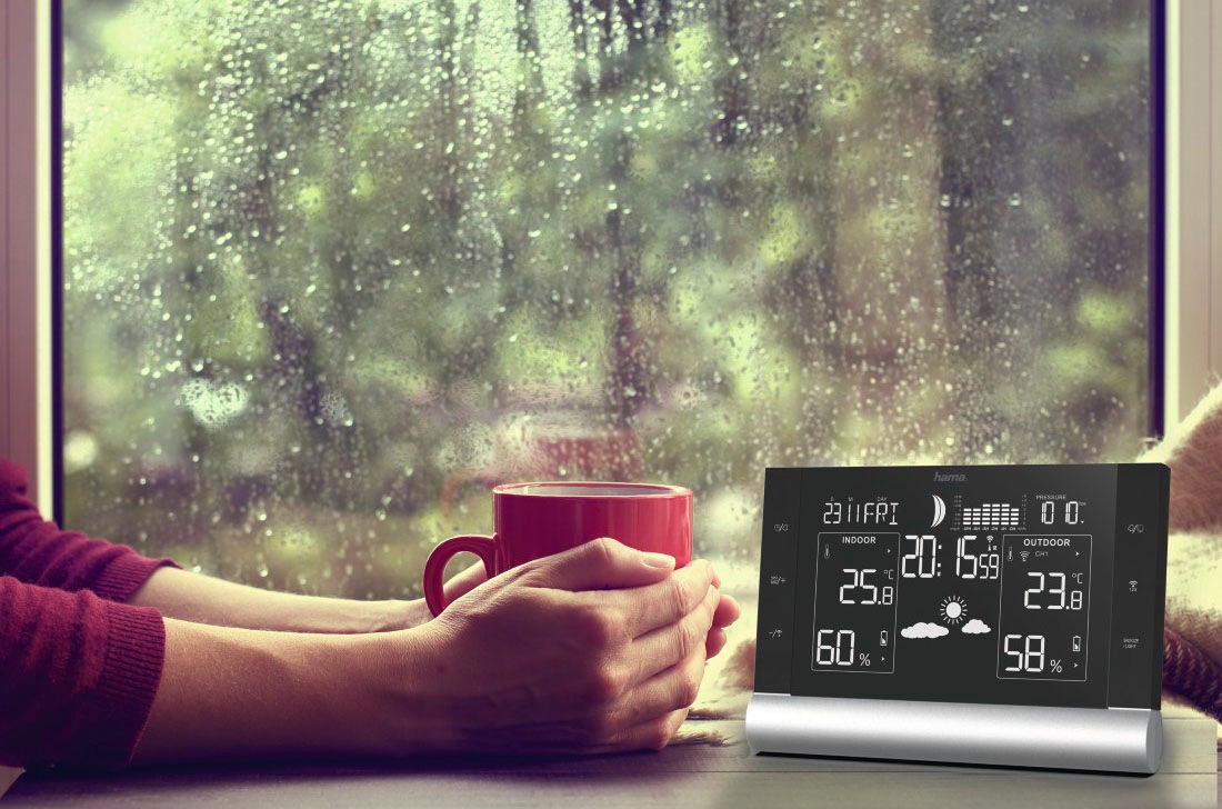 Hama Wetterstation "Funkuhr Black Line Plus" () inkl. Funk-Außensensor günstig online kaufen
