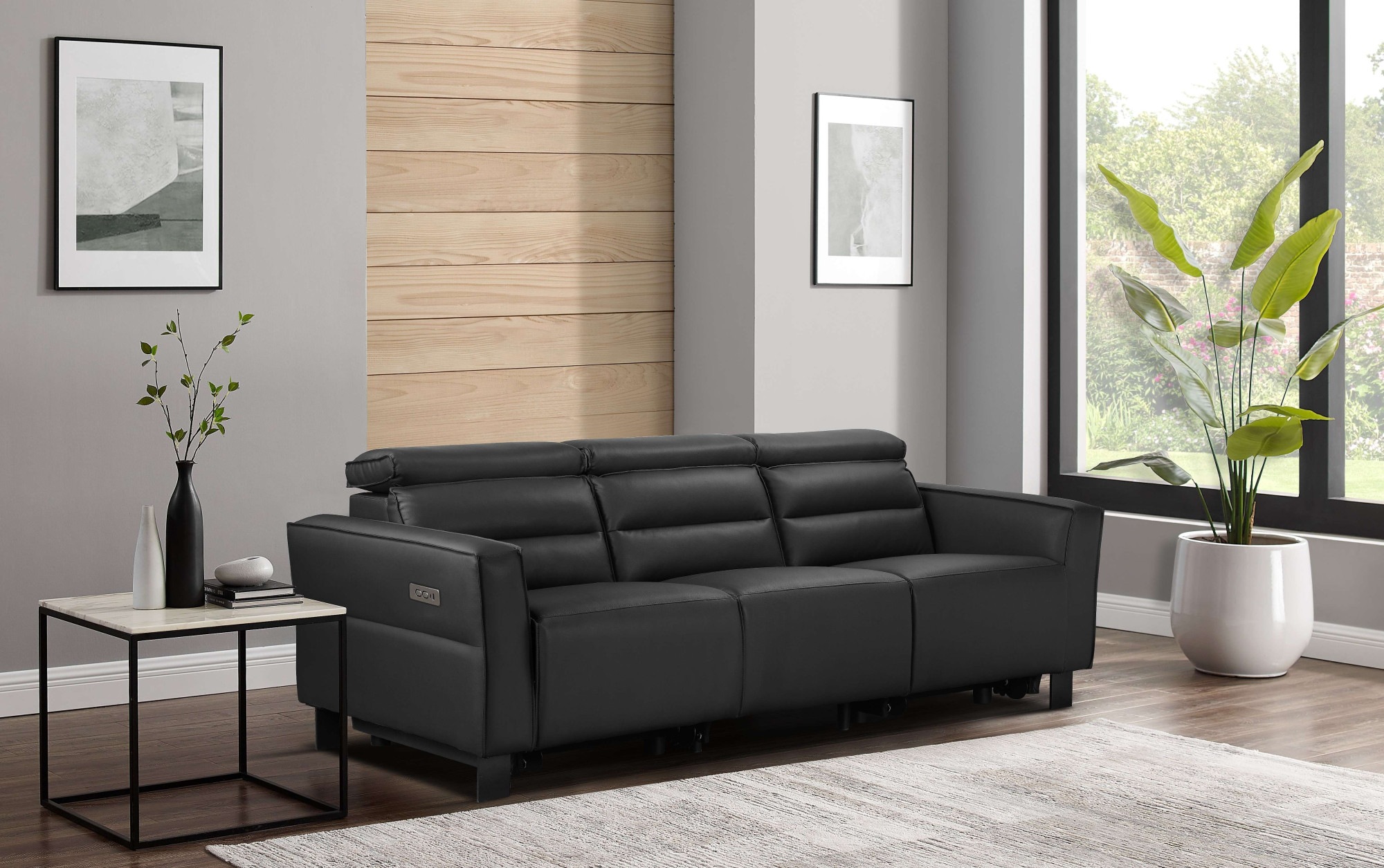 Places of Style 3-Sitzer »Carpari, 224cm, manuelle od. elektrische Relaxfunktion in 2 Sitzen«, mit USB-A/C, Kopfteilverstellung, Echtleder, Kunstleder, Webstoff