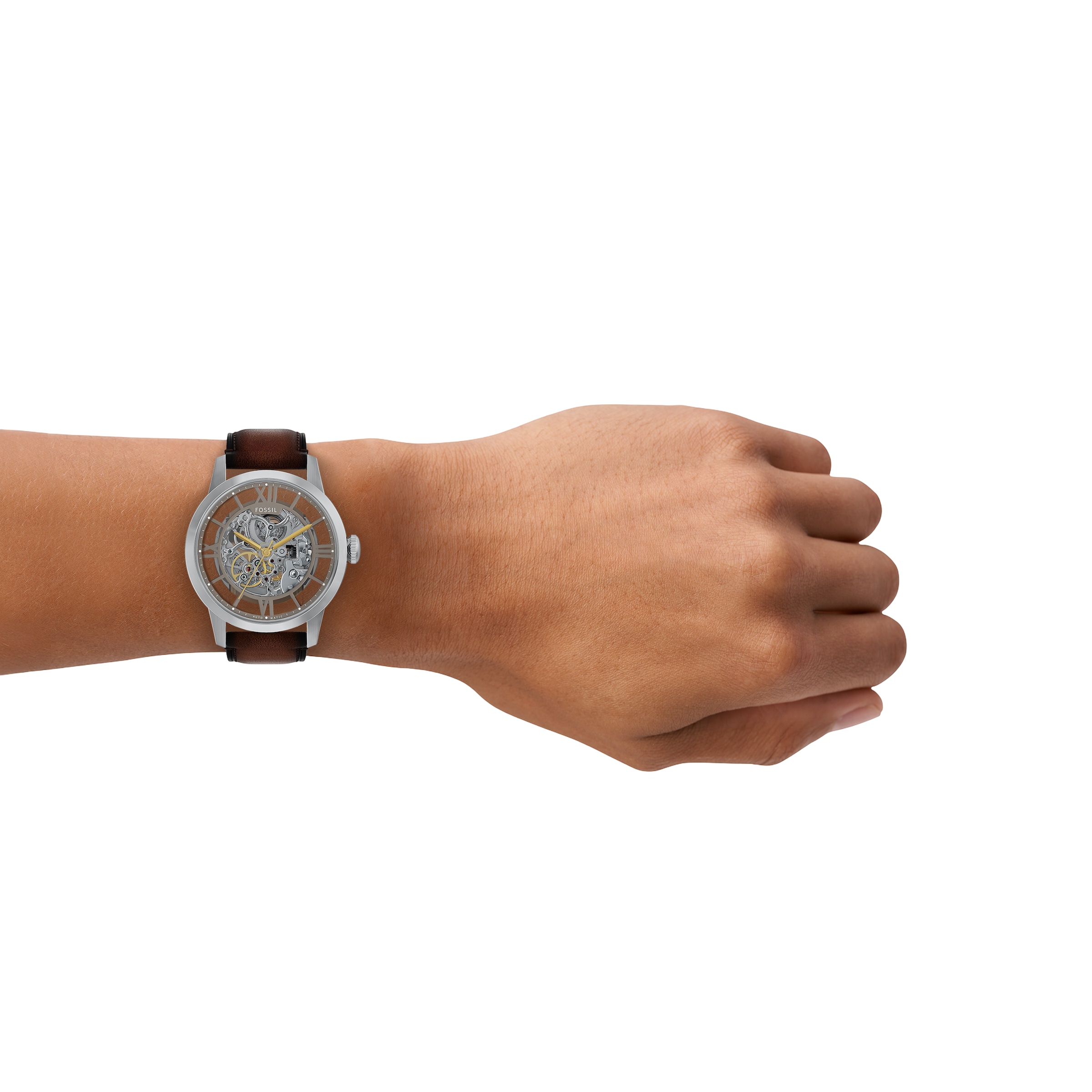 Fossil Automatikuhr »TOWNSMAN«, Armbanduhr, Herrenuhr, Mechanische Uhr, Lederarmband, analog