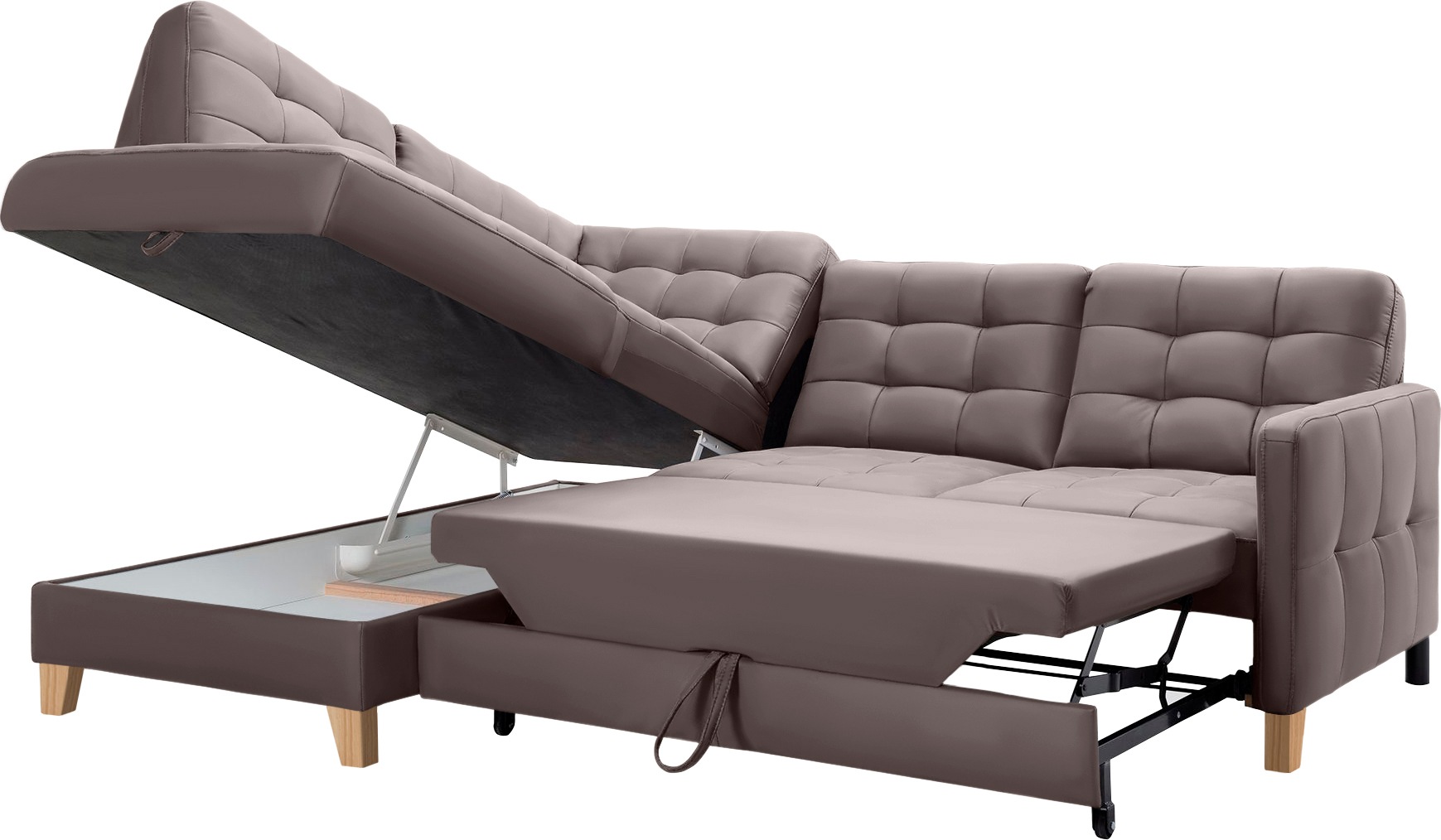 exxpo - sofa fashion Ecksofa »Elio, kompakt und komfortabel, bequem, zeitloses Design, L-Form«, wahlweise mit Bettfunktion und Bettkasten