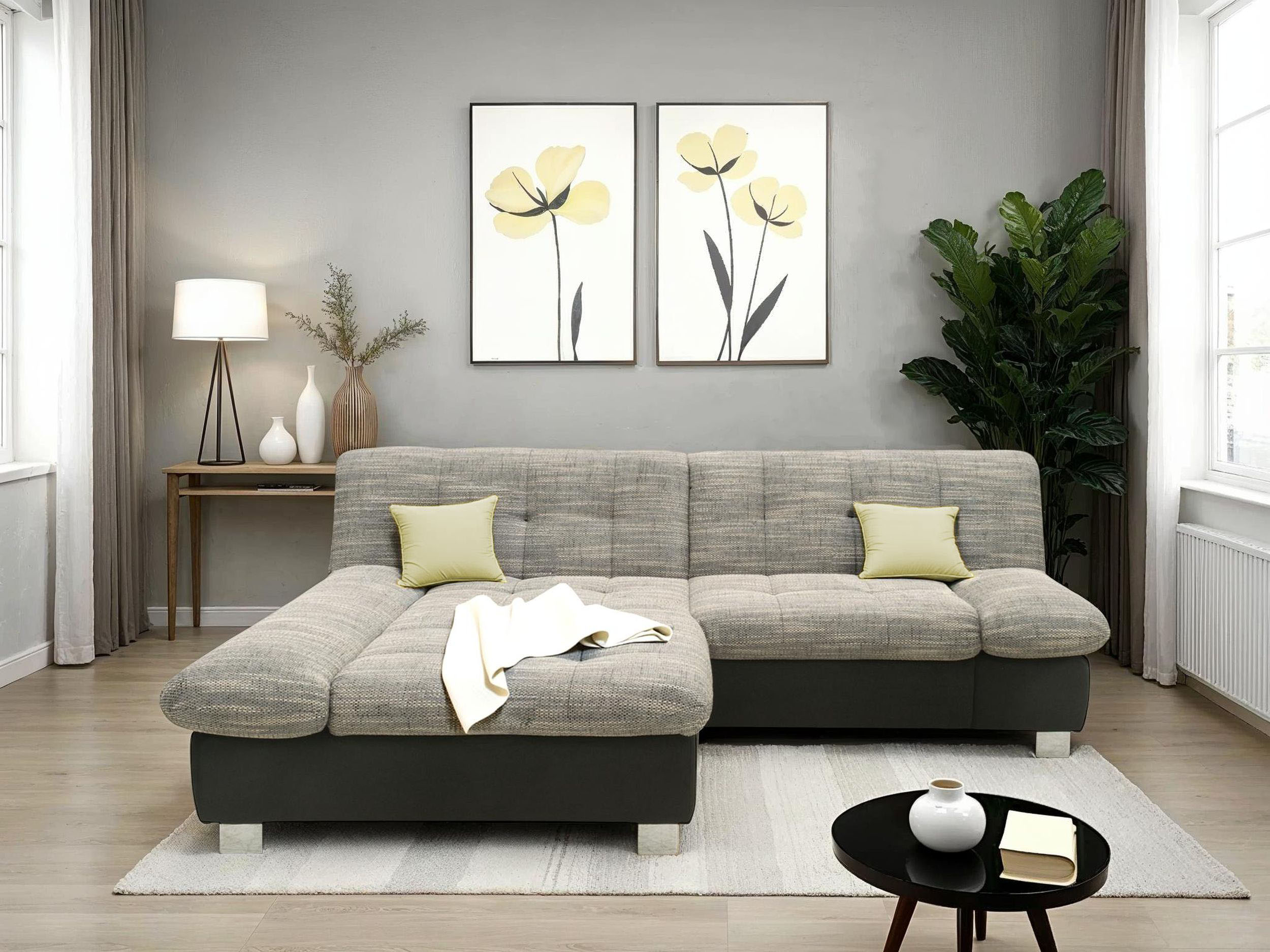 DOMO collection Ecksofa "100031 234x157 cm, kompakt, komfortabel & bequem, L-Form" whlw. mit Bettfunktion und Armteilverstellung