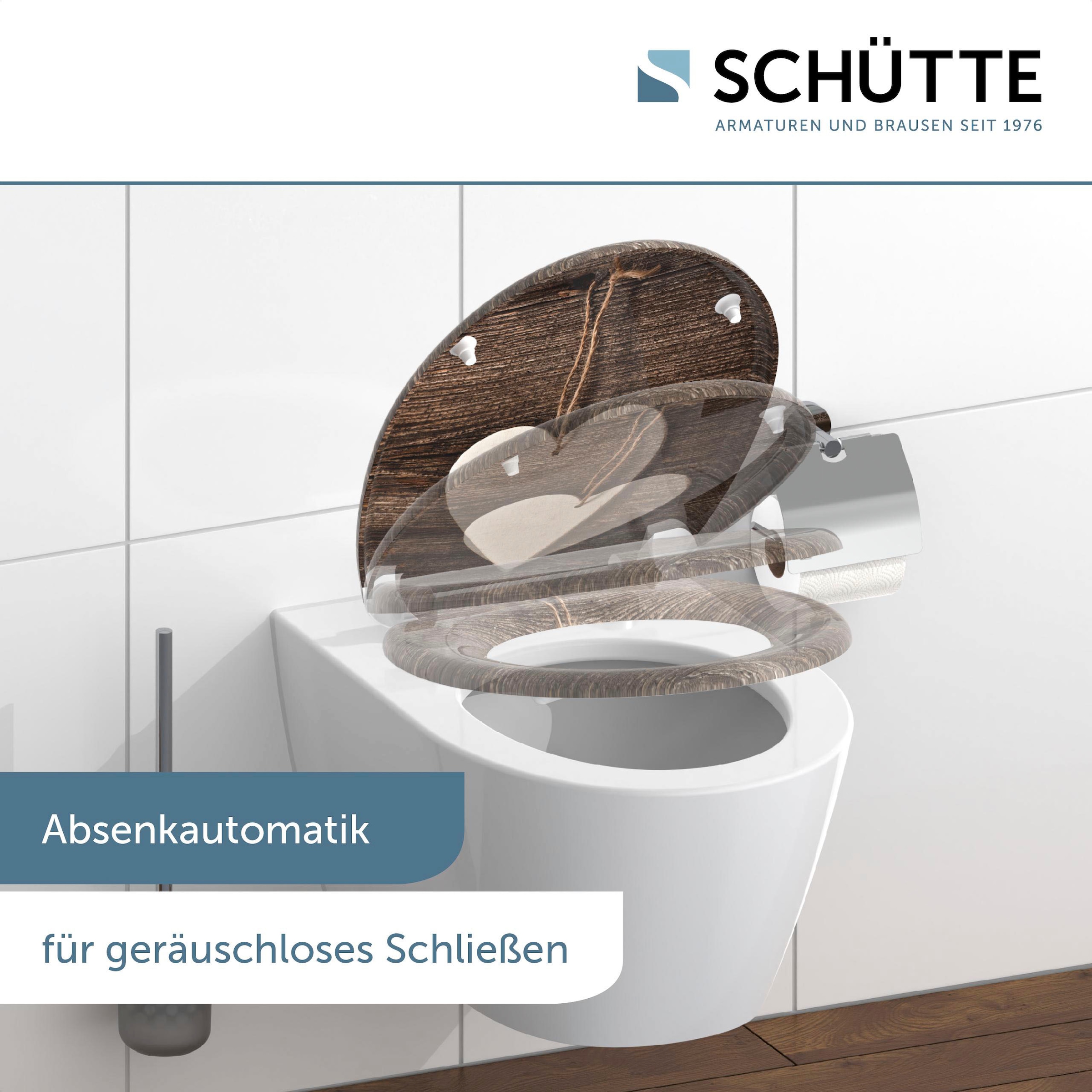 Schütte WC-Sitz »Wood Heart«, Duroplast, mit Absenkautomatik und Schnellverschluss