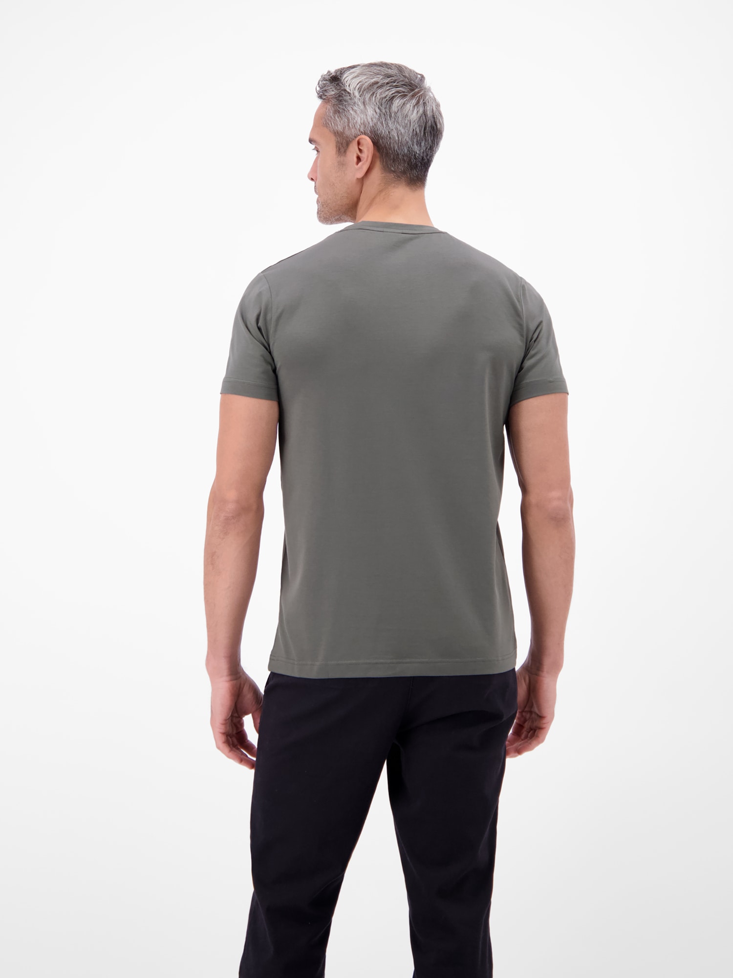 LERROS T-Shirt »Basic T-Shirt mit LERROS Logo-Print« Two-Tone-Optik / Einfarbig / Elastisch / Atmungsaktiv / Bequem