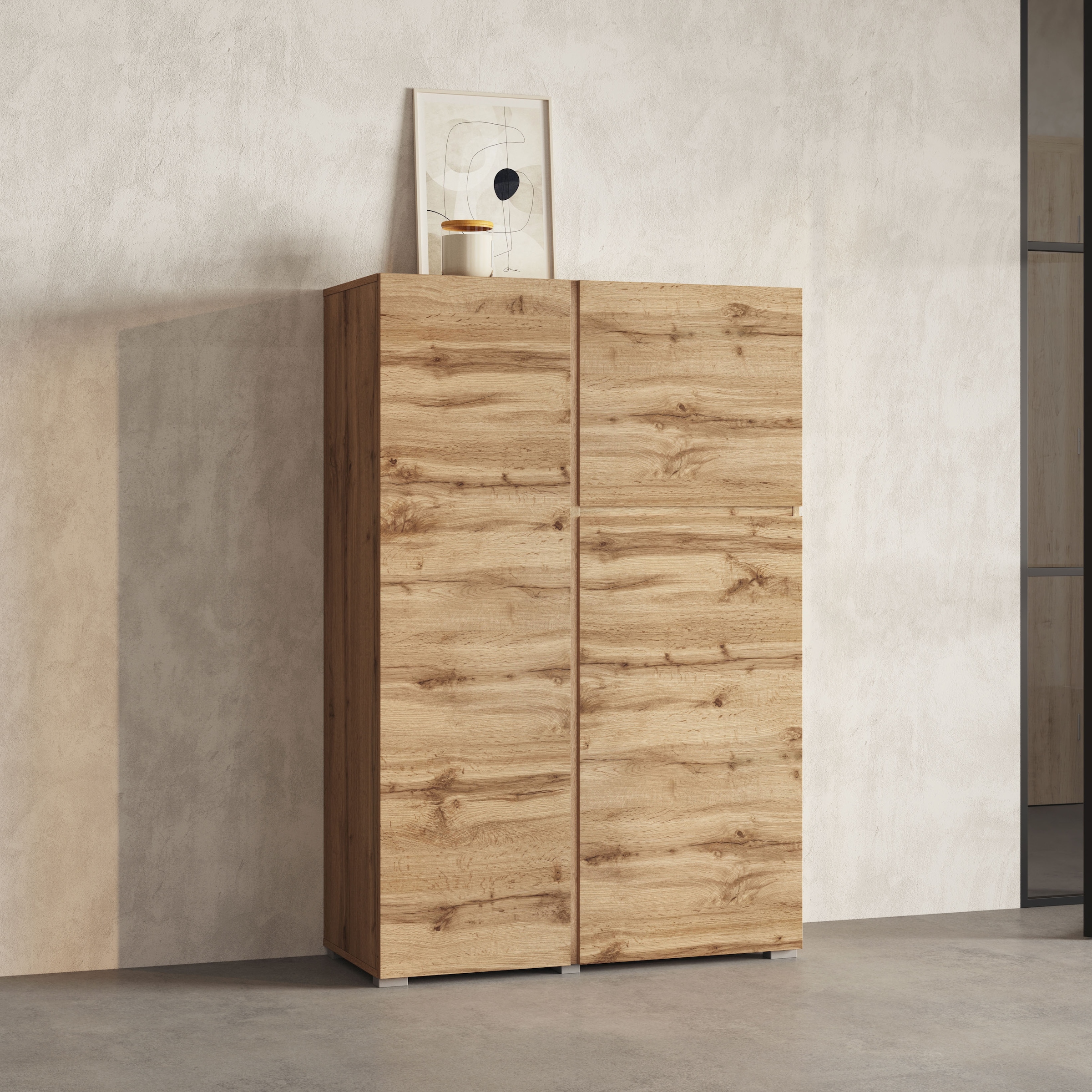 INOSIGN Highboard "Metric, Breite 92cm, moderne grifflose Hochkommode 3 Tür günstig online kaufen