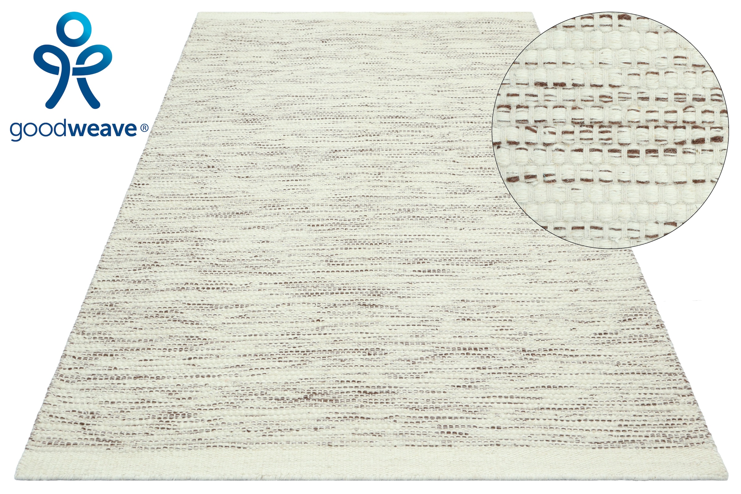 OTTO home Teppich »Lirra, mit hohem Wollanteil, Wolle-Baumwoll-Mix« rechteckig 6 mm Höhe zeitloses Design, Webstruktur, Wohnzimmer, Schlafzimmer, Esszimmer