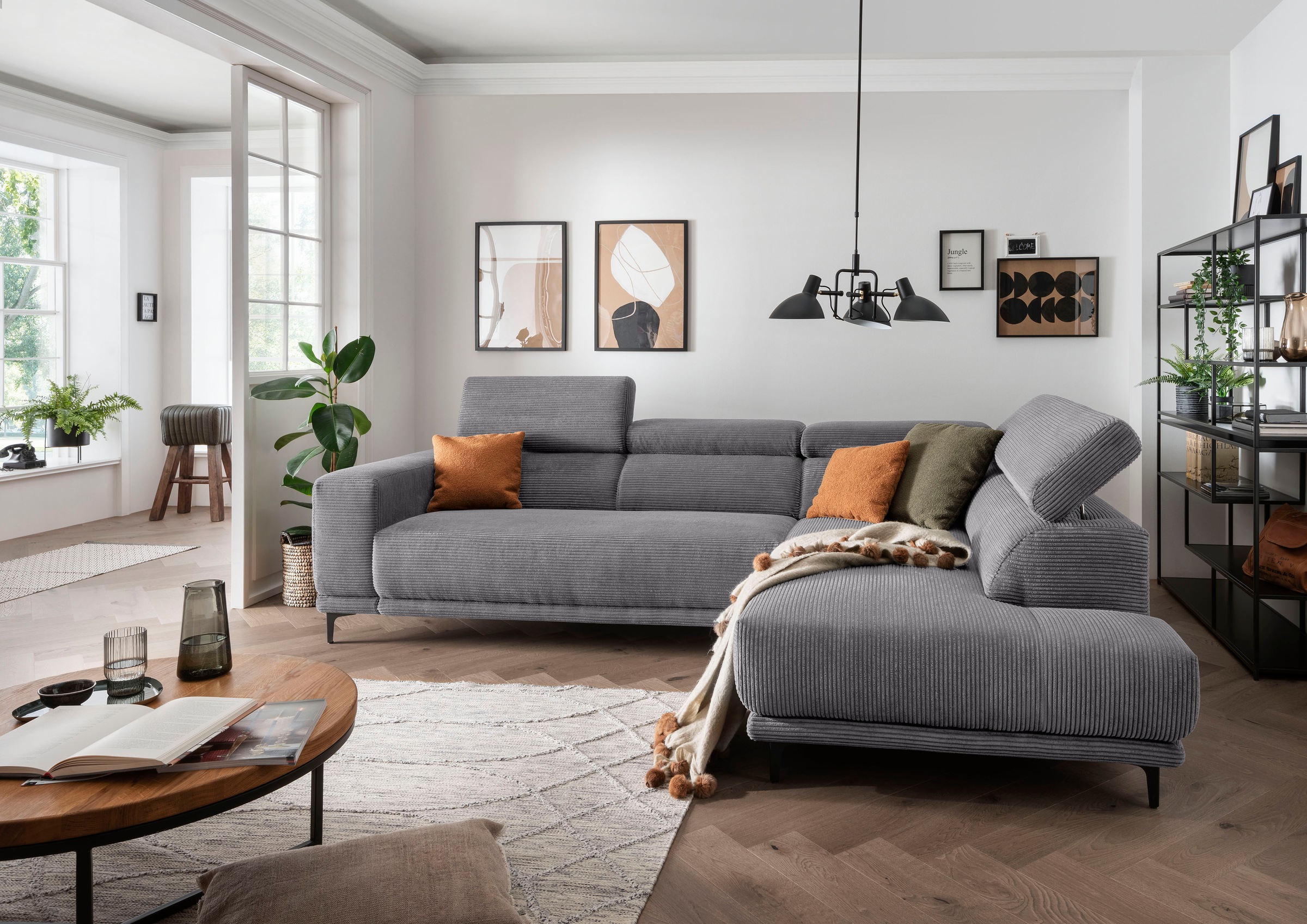 alina Ecksofa »Hikari«, wahlweise mit Sitzvorzug, in modernem Cordstoff, Breite 276 cm