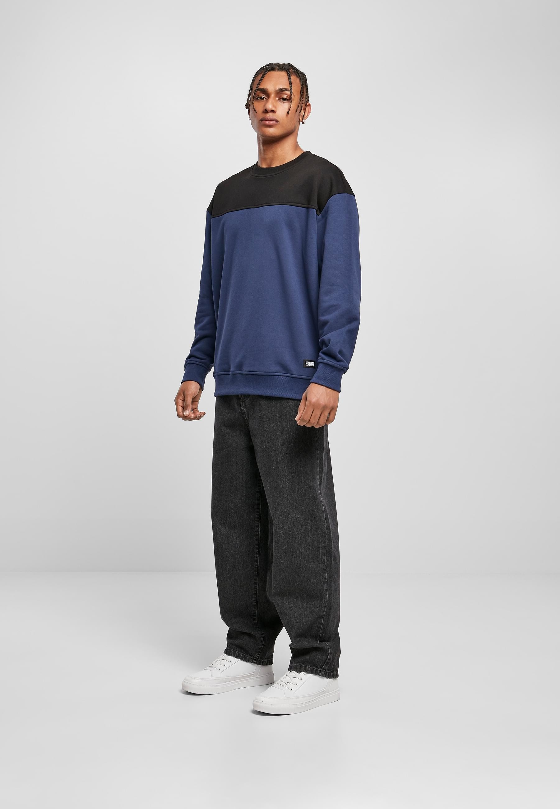 URBAN CLASSICS Rundhalspullover »Urban Classics Herren Upper Block Crewneck«, (1 tlg.)