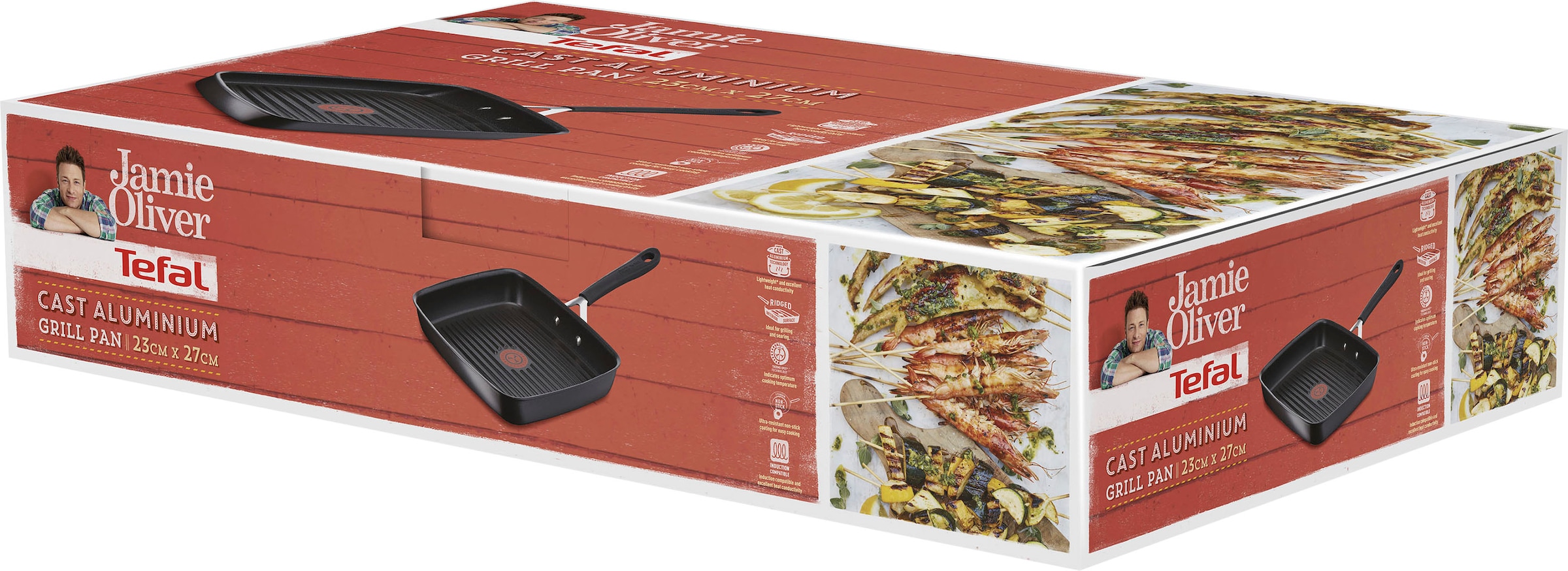 Tefal Grillpfanne »Italian by Jamie Oliver«, Aluminiumguss, (1 tlg.), Eisenguss, by Jamie Oliver, alle Herdarten, Induktion