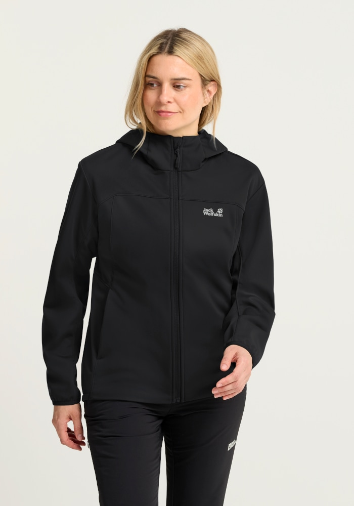 Jack Wolfskin Softshelljacke "WINDHAIN 2 HOODY W" wasserabweisend, windabweisend, wärmeisolierend