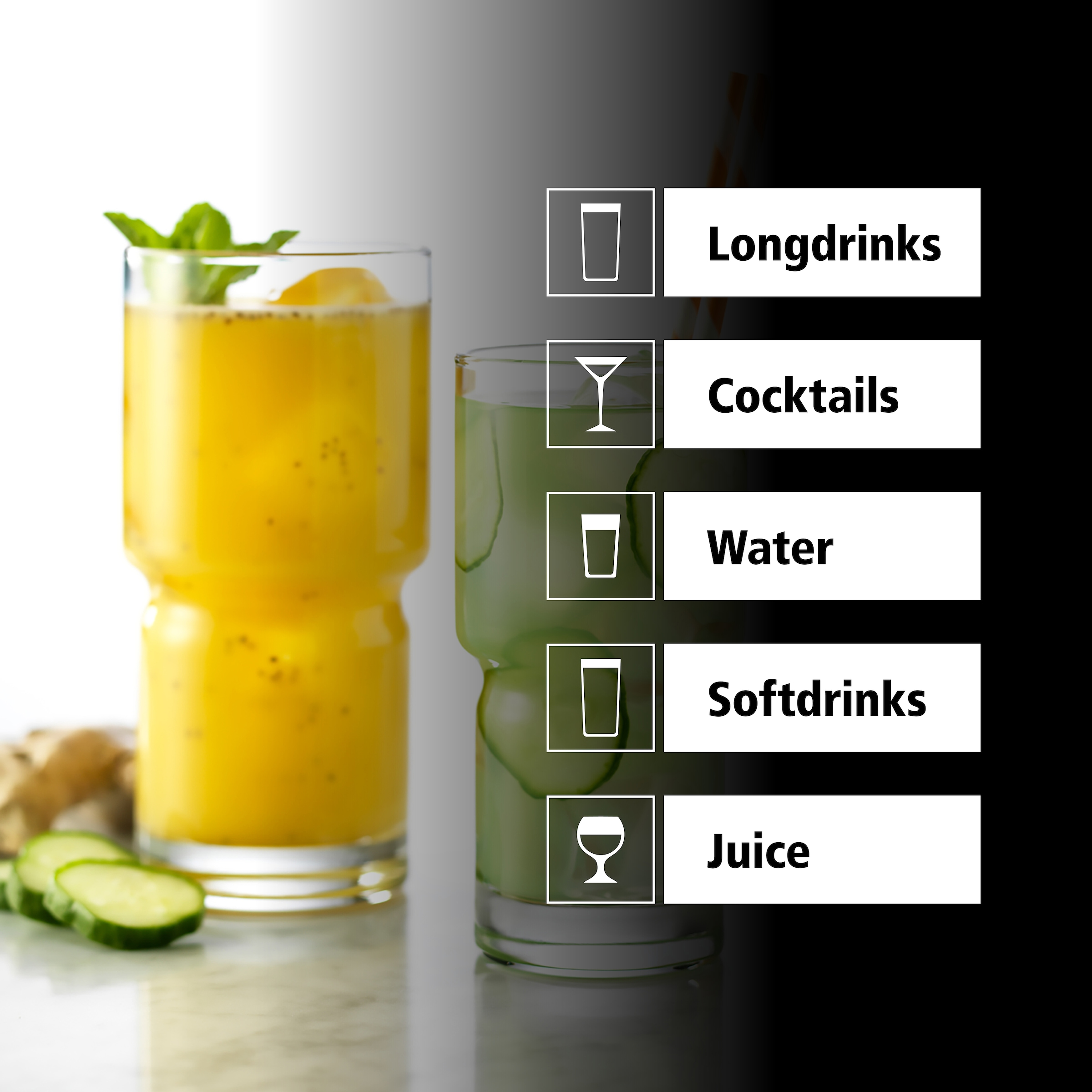 LIBBEY Gläser-Set »Cooler Glas -NEWTON- 473 ml, Ø: 7,5 cm, H: 16 cm, 12er Set«, (Set, 12 tlg.), hochwertig verarbeitet, im modernen Design